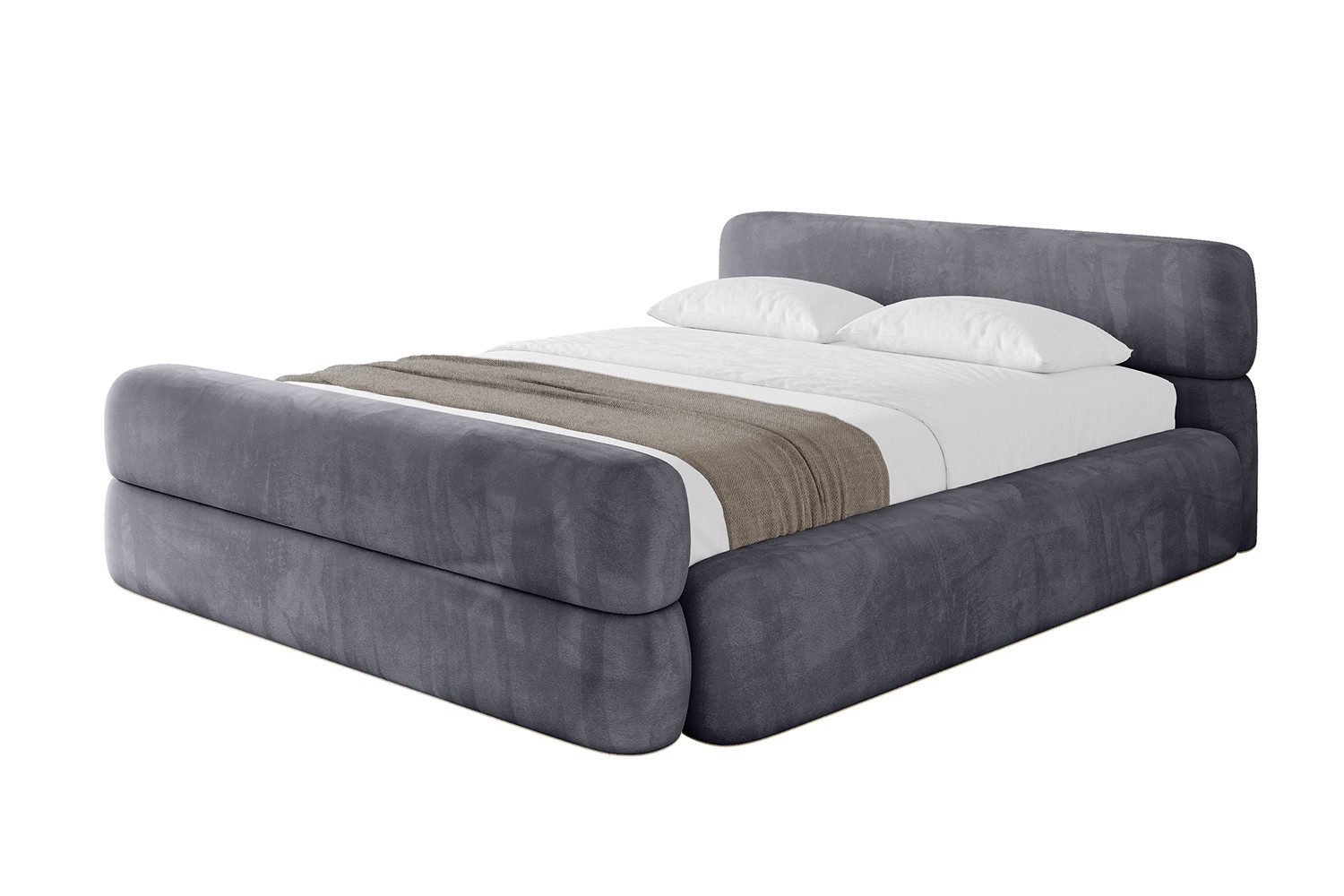 ALTDECOR Polsterbett ENORA-Z-v1 (Polsterbett mit Bettkasten und Lattenrost, Boxbett ohne Matratze), Doppelbett mit Stauraum, Bett mit Kopfteil