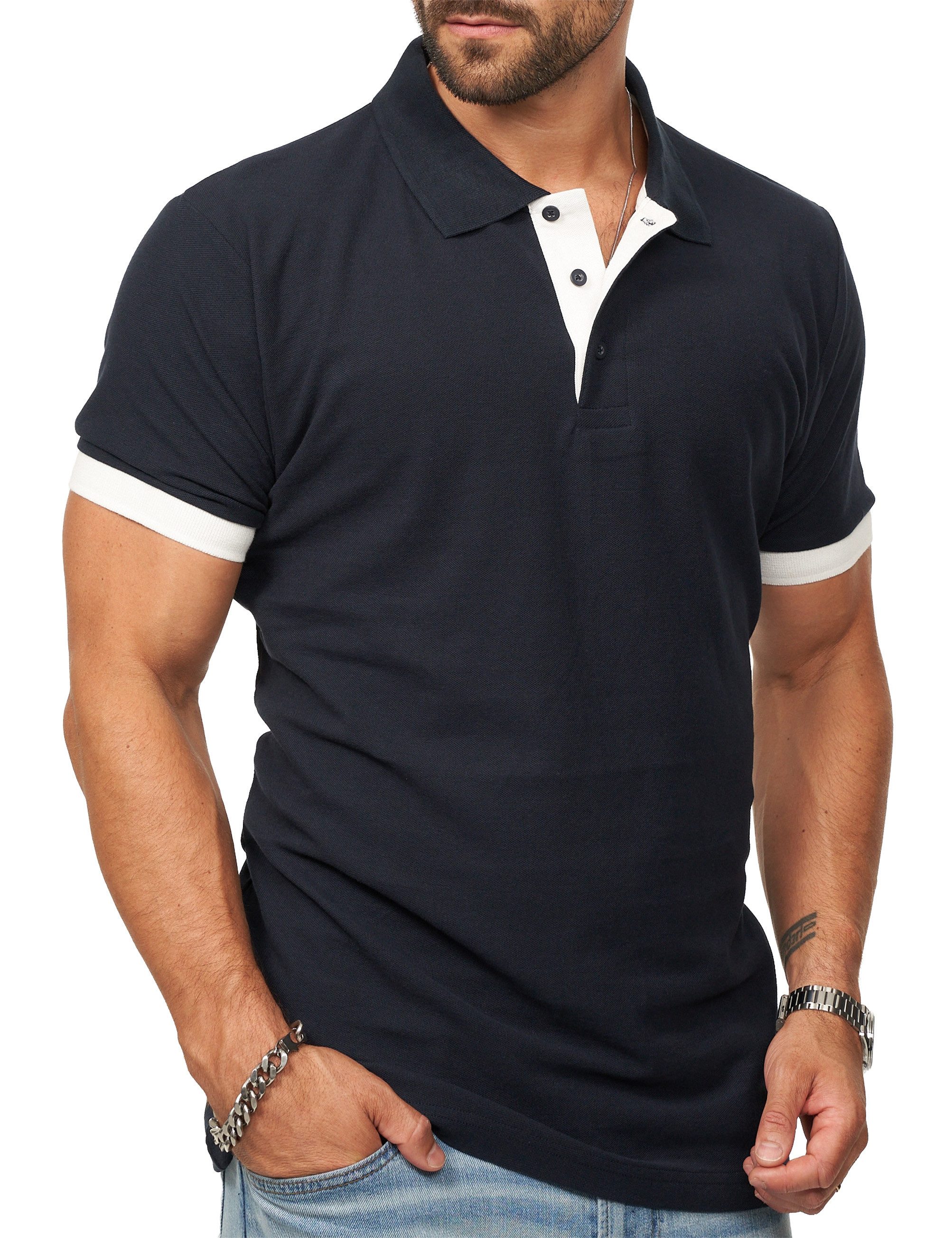DAILY COTTON Poloshirt in Kurzarm als Freizeit Polo T-Shirt - Polo-Hemd für Herren (1-tlg) Männer Polohemd im Regular-Fit in Piqué-Qualität