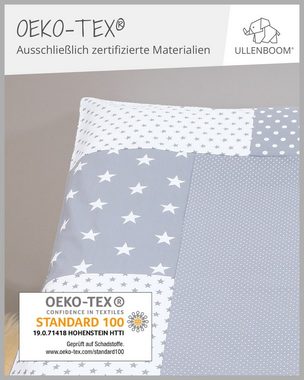 ULLENBOOM ® Wickelauflagenbezug Wickelauflagenbezug Graue Sterne 85x75 cm (Made in EU), Bezug mit Hotelverschluss, 100% Baumwolle
