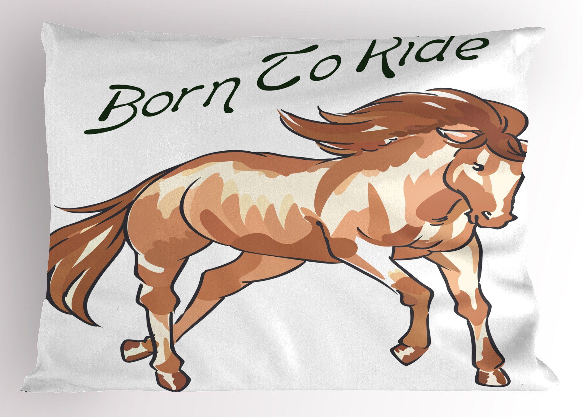 Kissenbezüge Dekorativer Standard King Size Gedruckter Kissenbezug, Abakuhaus (1 Stück), Tier Born to Ride Beschriftung Pferd