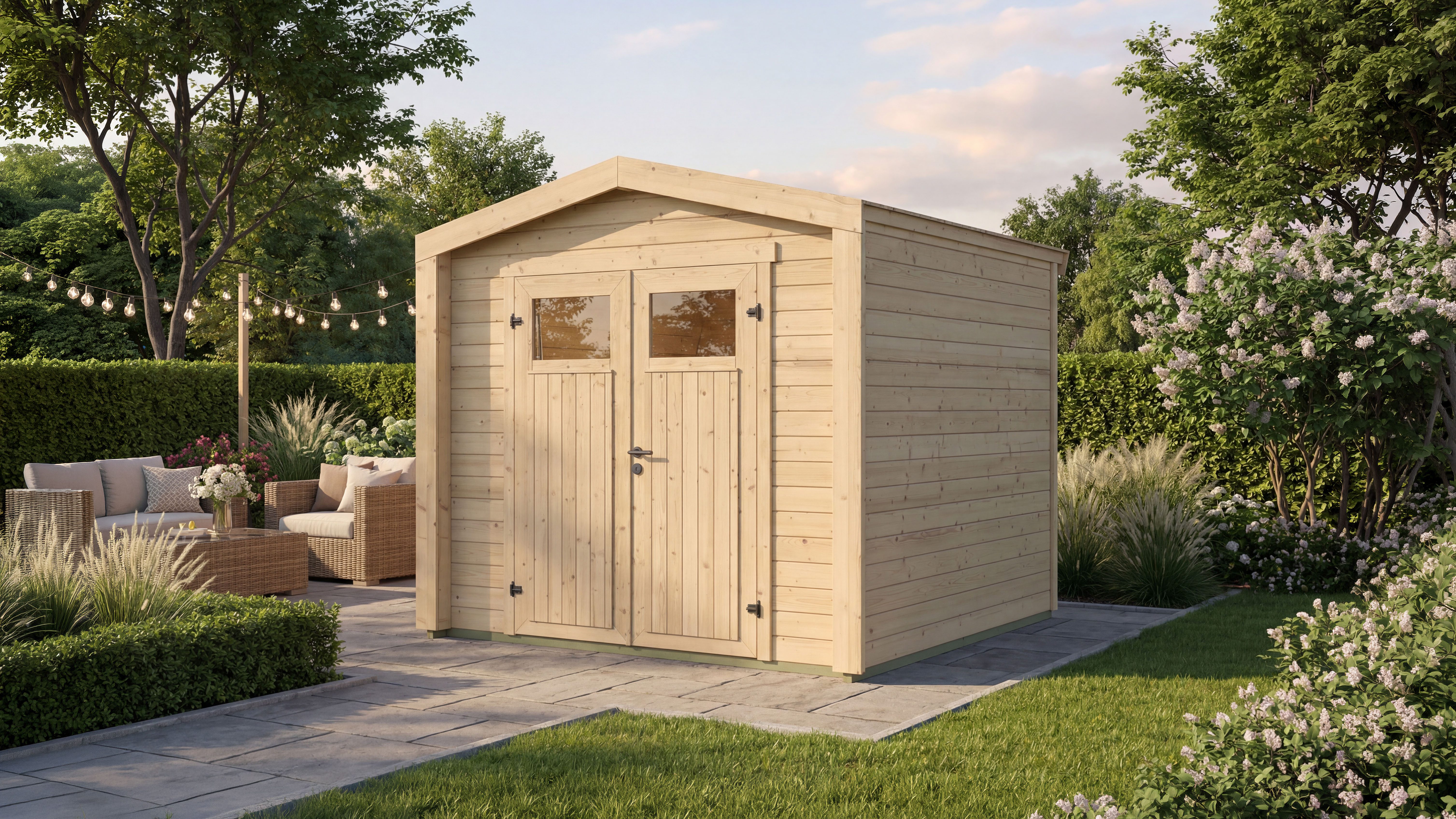 weka Gartenhaus Killarney, BxT: 248x248 cm, Doppeltür, 1/4 verglast