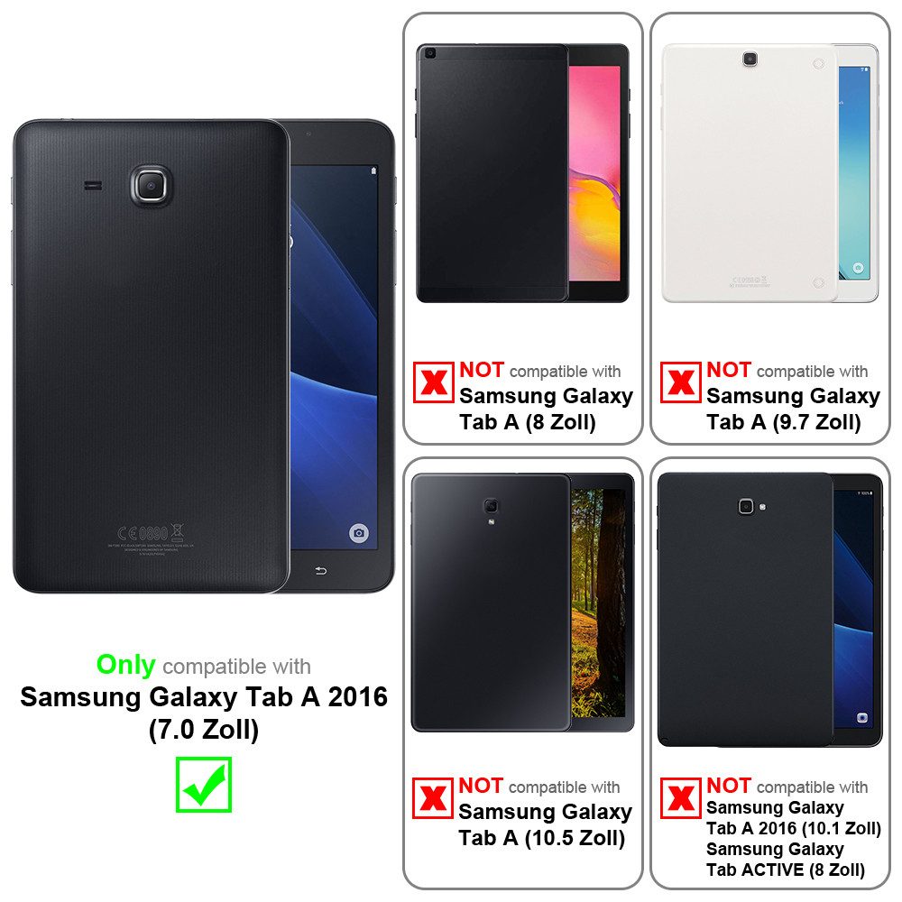 Cadorabo Tablet-Hülle für Samsung Galaxy Tab A 2016 (7.0 Zoll) Hülle Samsung Galaxy Tab A 2016 (7.0 Zoll), Klappbare Tablet Schutzhülle - Hülle - Standfunktion - 360 Grad Case