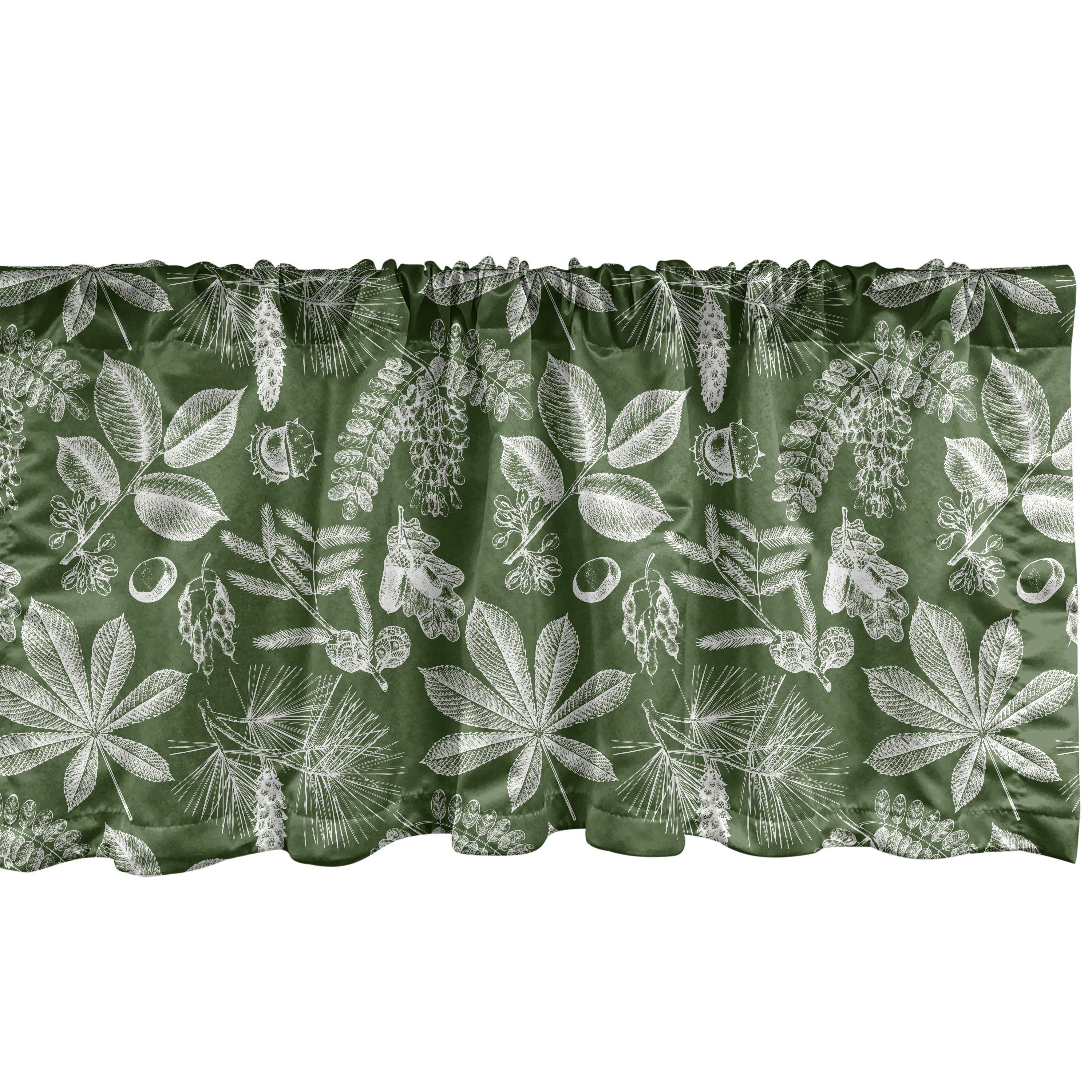 Scheibengardine Vorhang Volant für Küche Schlafzimmer Dekor mit Stangentasche, Abakuhaus, Microfaser, Botanisch Vintage Nature Blätter