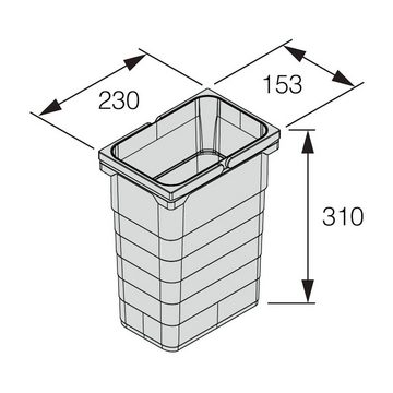 SO-TECH® Mülleimer eins2vier Abfallsammler Höhe: 310 mm, Volumen 8 Liter 153 x 230 mm dunkelgrau 5050.90