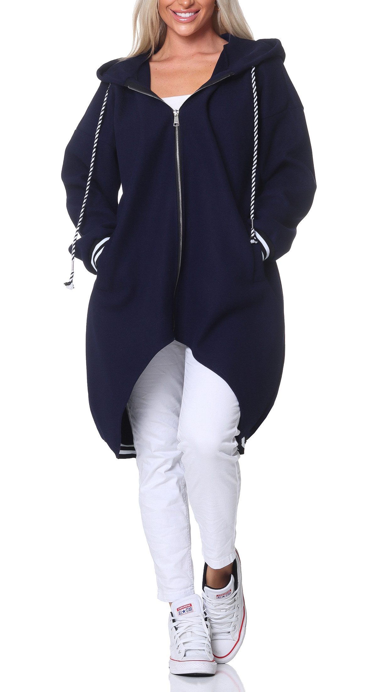 simaranda Kapuzennickijacke Damen Sweatjacke 5410 38-44 Dunkelblau mit Kapu günstig online kaufen
