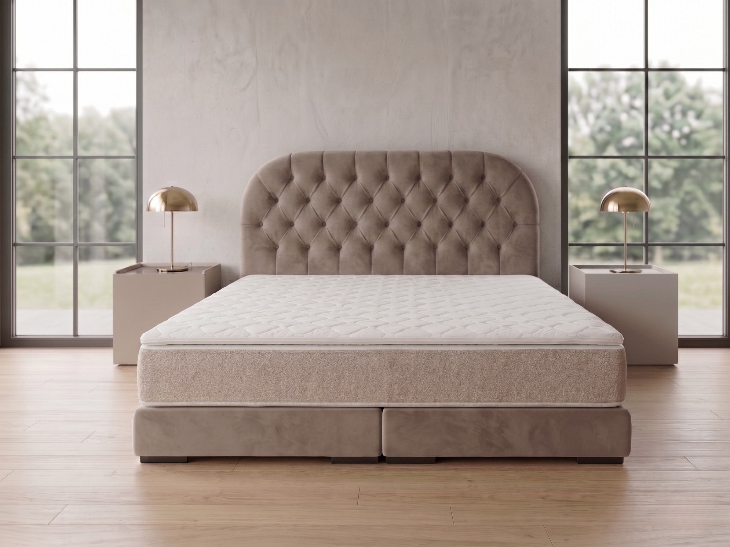 A&J MöbelLand GmbH Polsterbett LEON mit Kopfteil - Stilvolles Bettgestell für Ihr Schlafzimmer (Länge: 209 cm, Höhe Kopfteil: 110 cm, 4 Kopfteil-Varianten, 7 Größen zur Auswahl, Modernes Design, TOP ANGEBOT!, Inklusive Bettgestell), Komplettgestell-Set