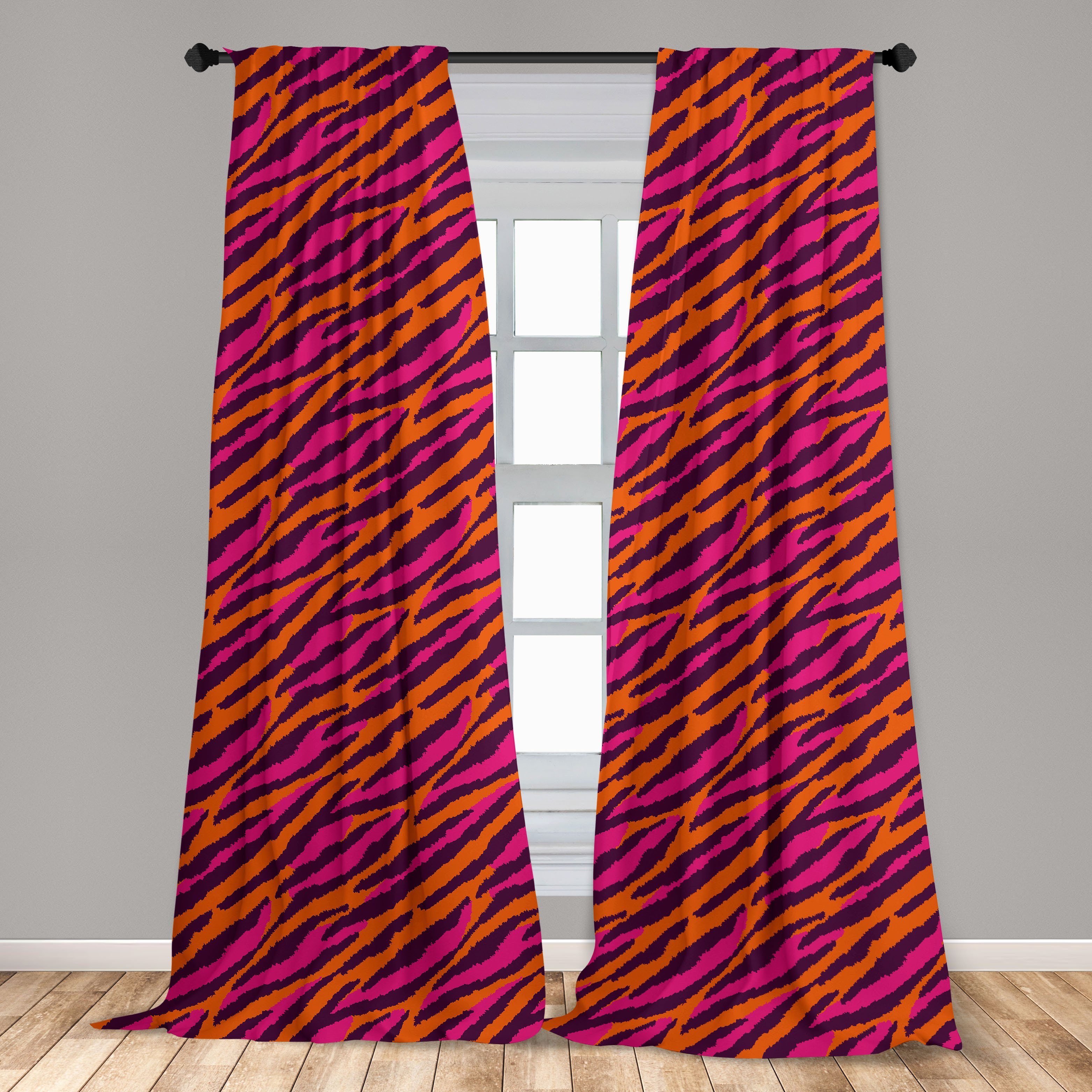 Gardine Vorhang für Wohnzimmer Schlafzimmer Abakuhaus, Stripes Fortsetzung Microfaser, Safari Strokes Dekor