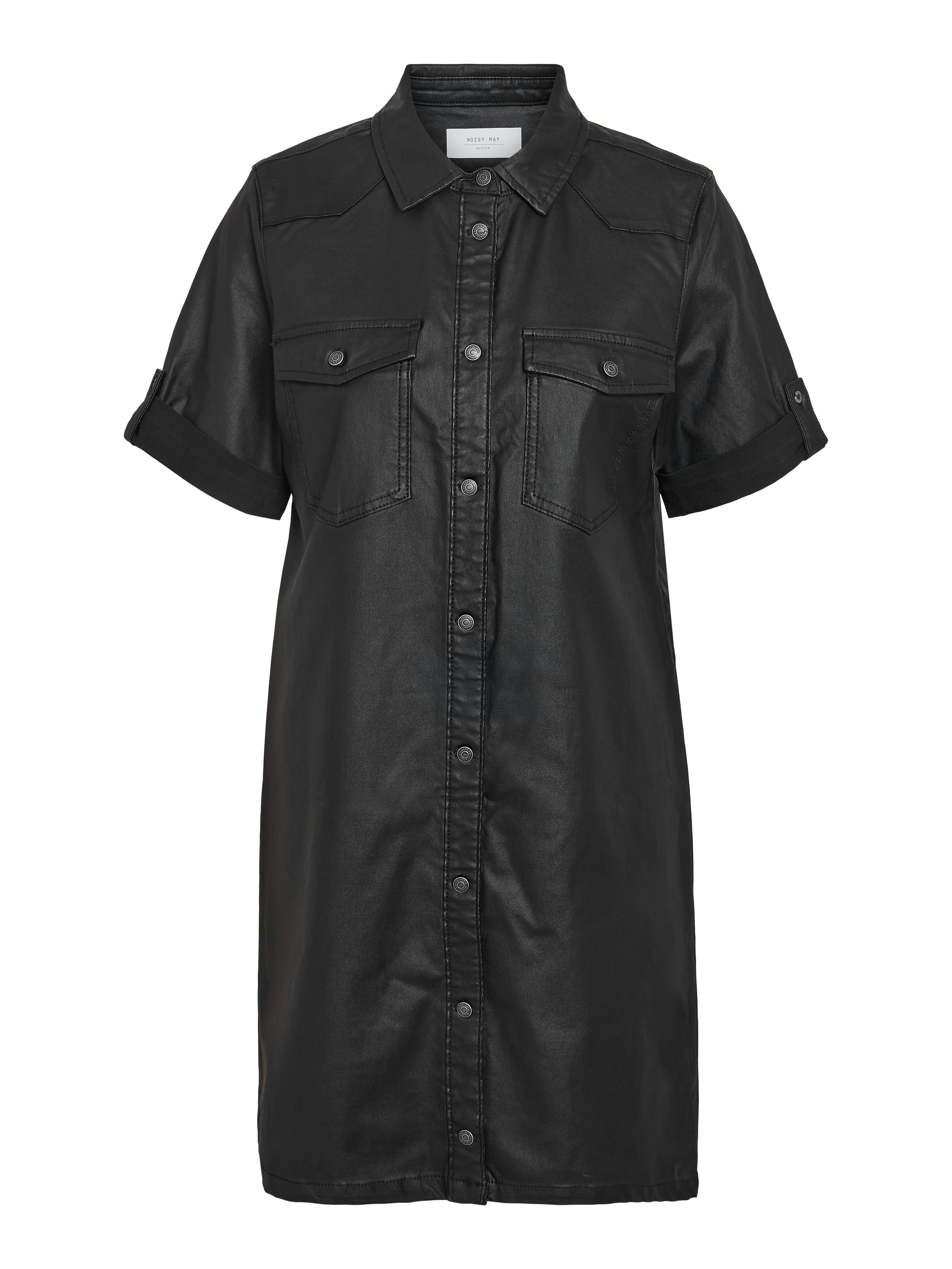 Noisy may Jeanskleid NMNEW SIGNE S/S COATED DENIM DRESS NOOS im Leder-Look