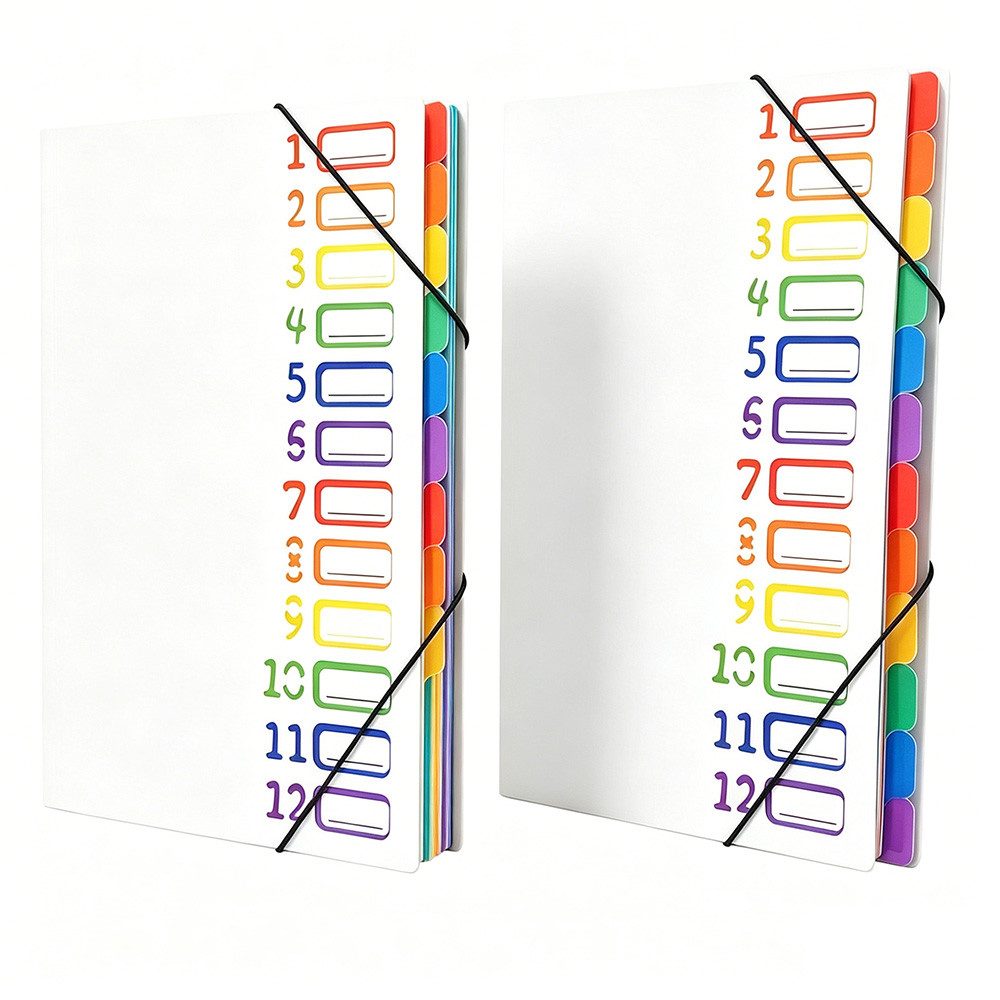 AFKSMILE Organisationsmappe Fächermappe A4,2 Stück,12 Fächer 24 Taschen Dokumenten Ordnersystem, Bunte Wasserdichte Ordnungsmappe für Schule und Bürobedarf