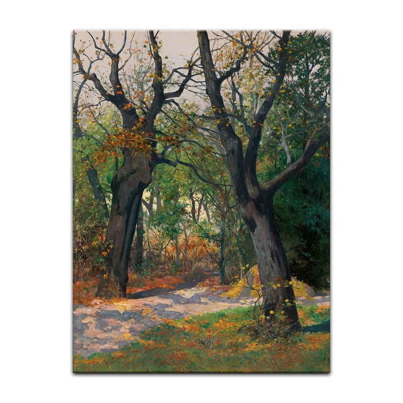 Bilderdepot24 Leinwandbild Alte Meister - Adolf Kaufmann - Herbstmorgen, Bäume