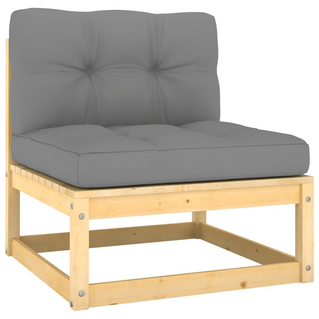 vidaXL Loungesofa 2-tlg. 1 mit Kissen Teile Massivholz, Garten-Lounge-Set Kiefer