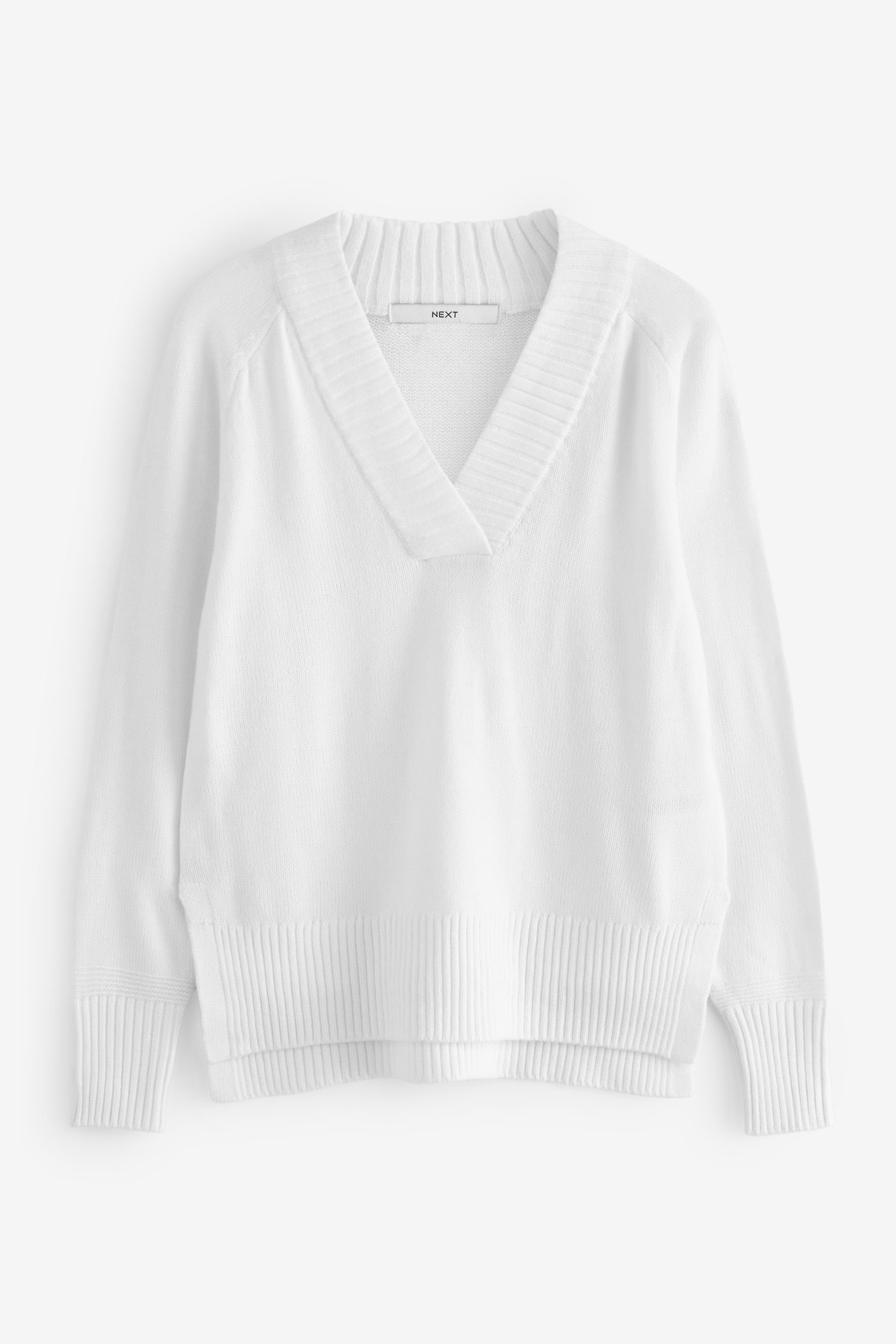 Next V-Ausschnitt-Pullover Bequemer Pullover mit V-Ausschnitt (1-tlg) Ecru White