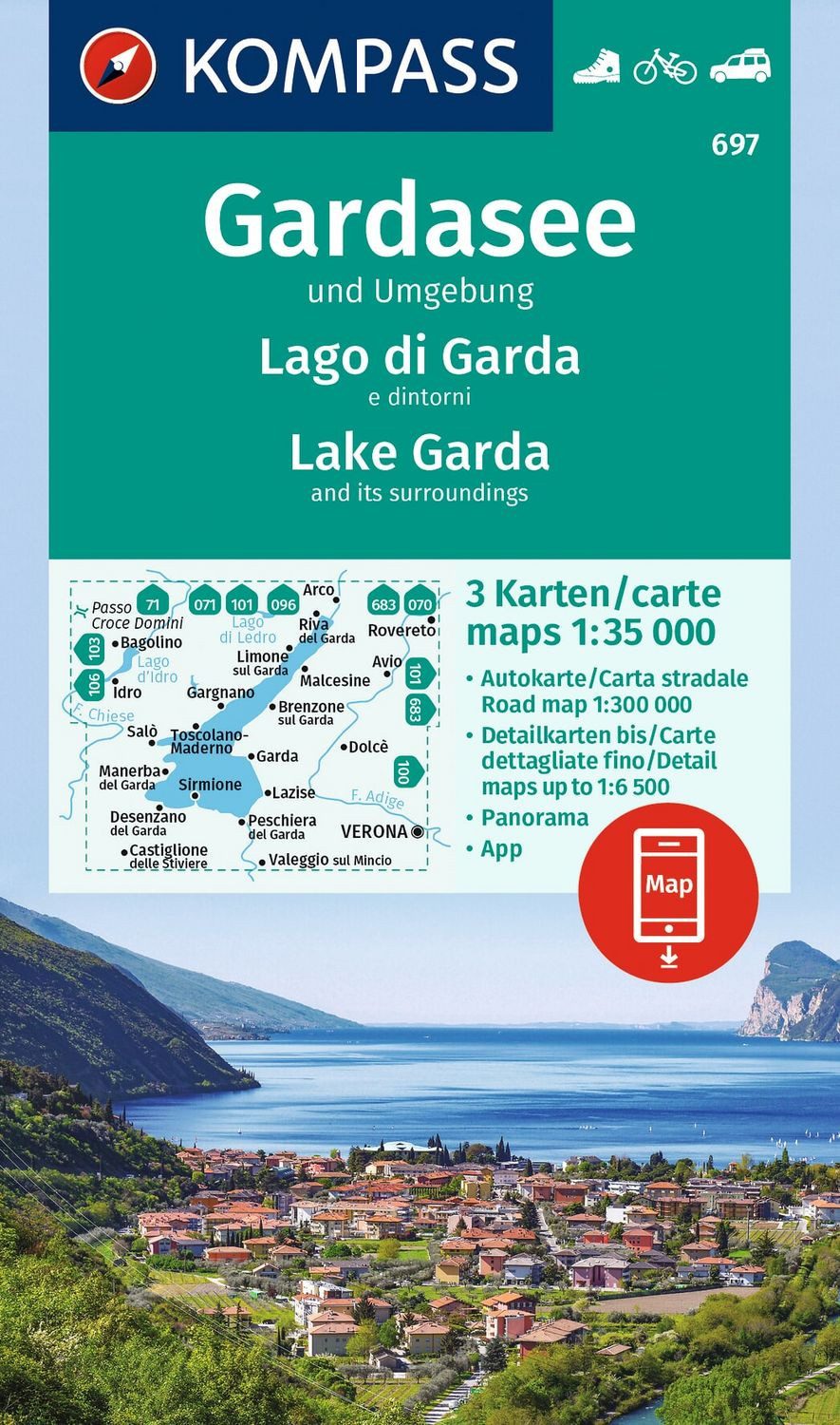 KOMPASS Wanderkarten-Set 697 Gardasee und Umgebung - Lake Garda and it / diverse