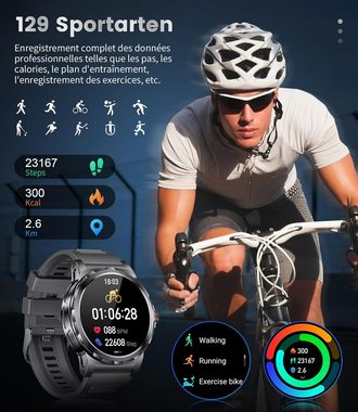 Lige Smartwatch (1,43 Zoll, Android, iOS), mit Telefonfunktion,IP68 Wasserdicht Herzfrequenz, SpO2,Schlafmonitor