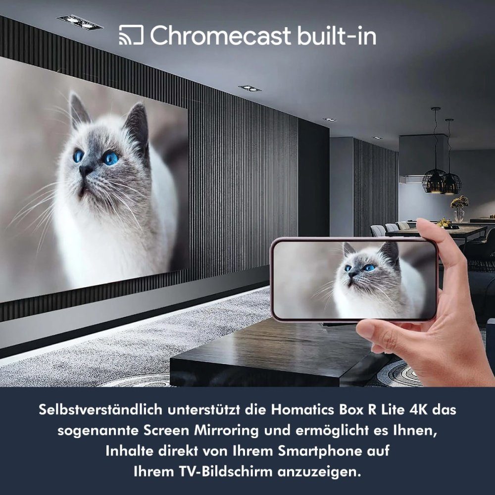 R Homatics Netzwerk-Receiver 4K Box Lite Android TV Mediaplayer