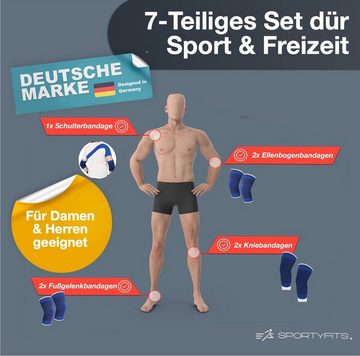Sportyfits® Bandage Bandagen Set 7 Teilig mit Ellenbogen-, Fuß-, Schulter- und Kniebandage (7-tlg)