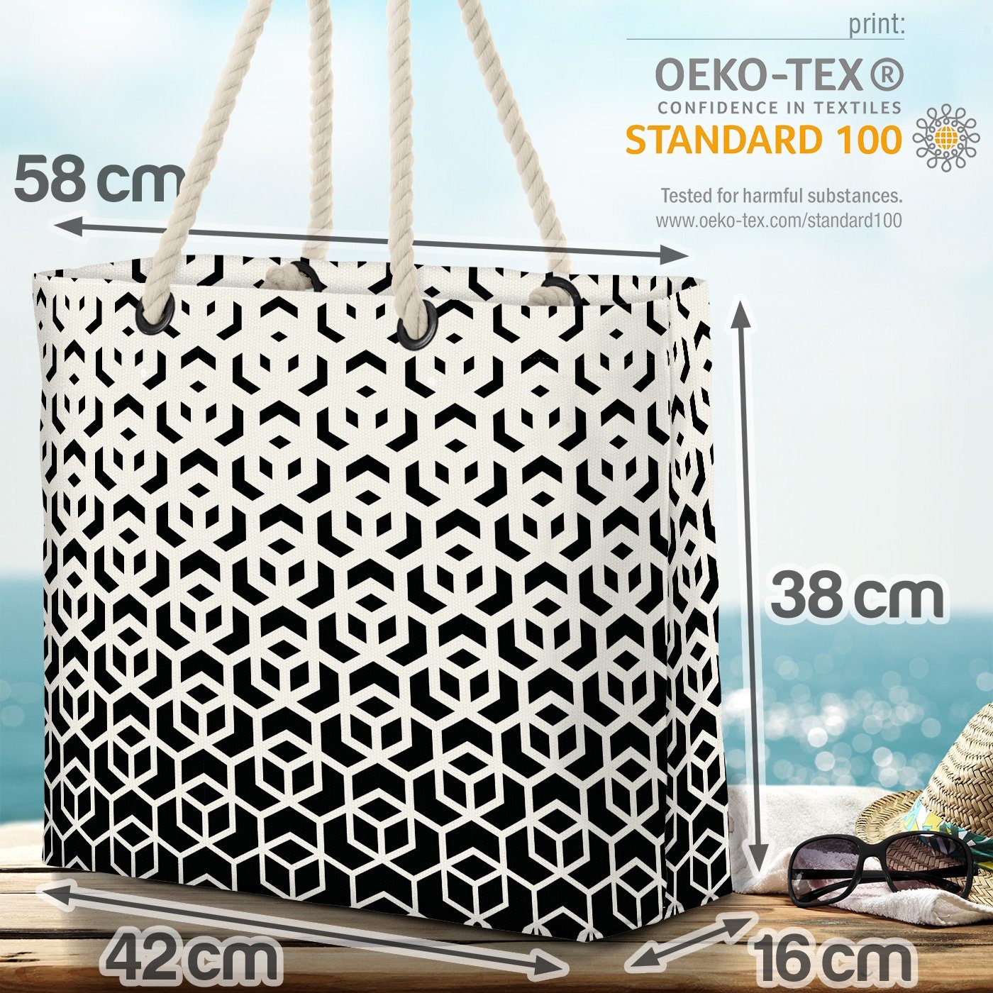 VOID Strandtasche (1-tlg), Halftone hipster Beach deco Halbton art Dreieck abstrakt Bag Muster geometrisch