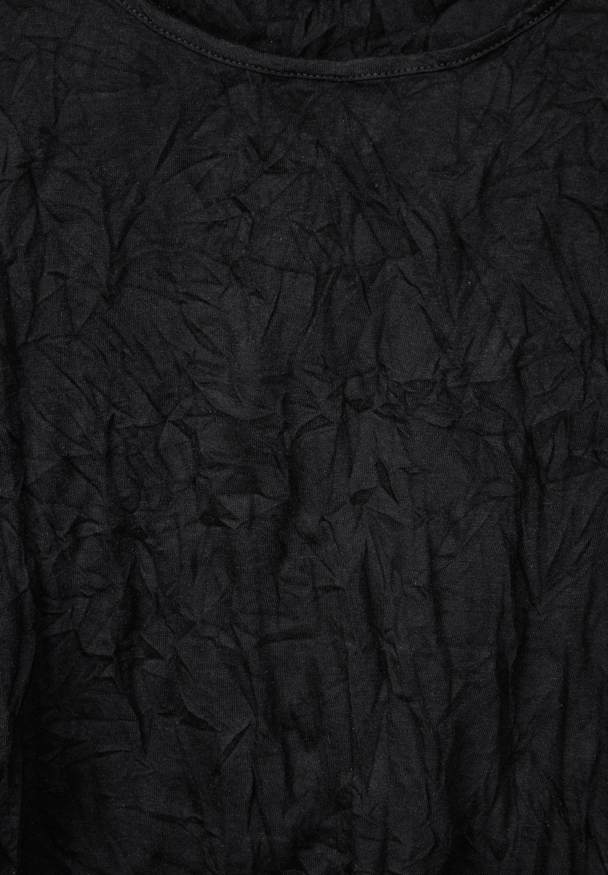 Materialmix Rundhalsshirt aus STREET Black ONE softem