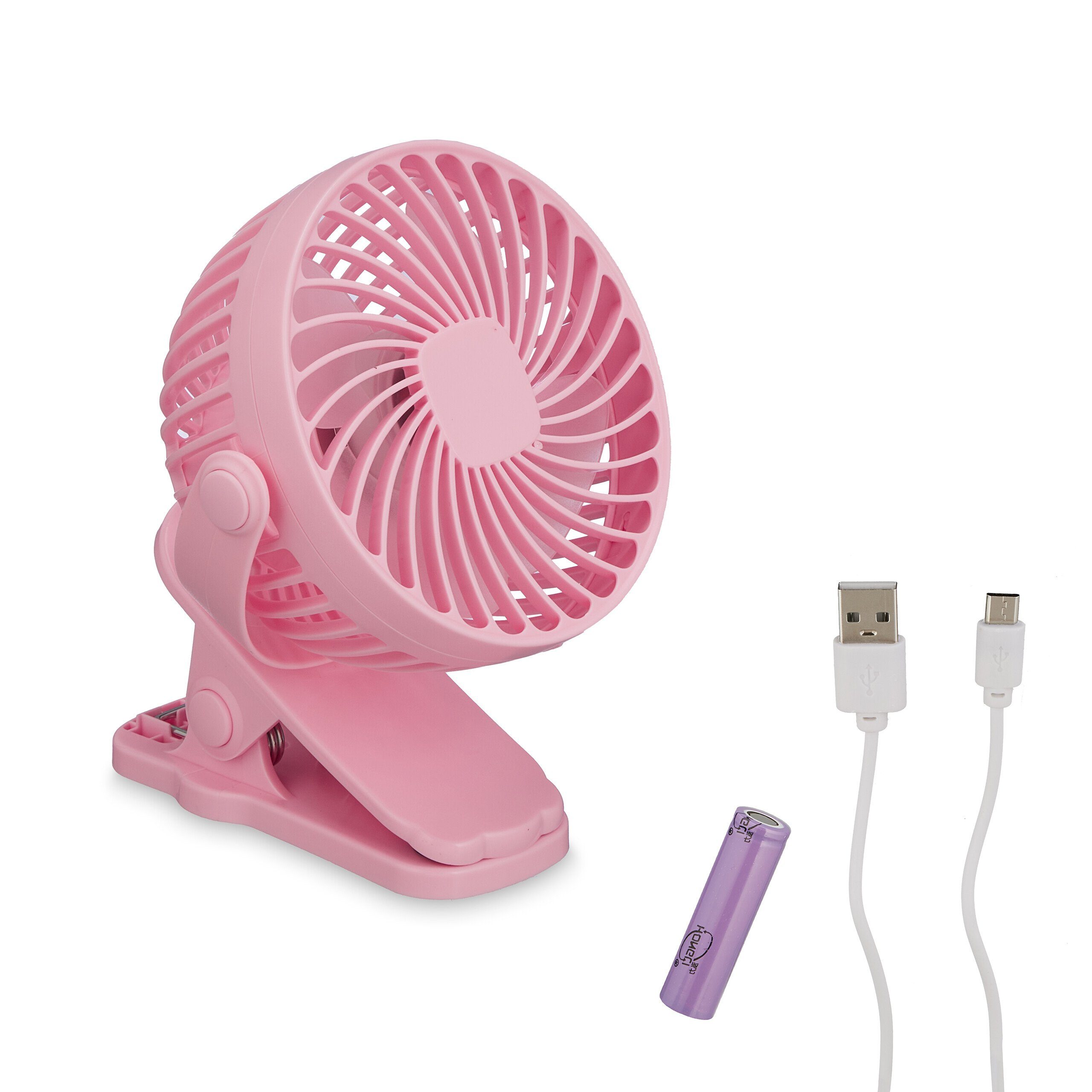 relaxdays Tischventilator Ventilator klein 3 Stufen, Rosa