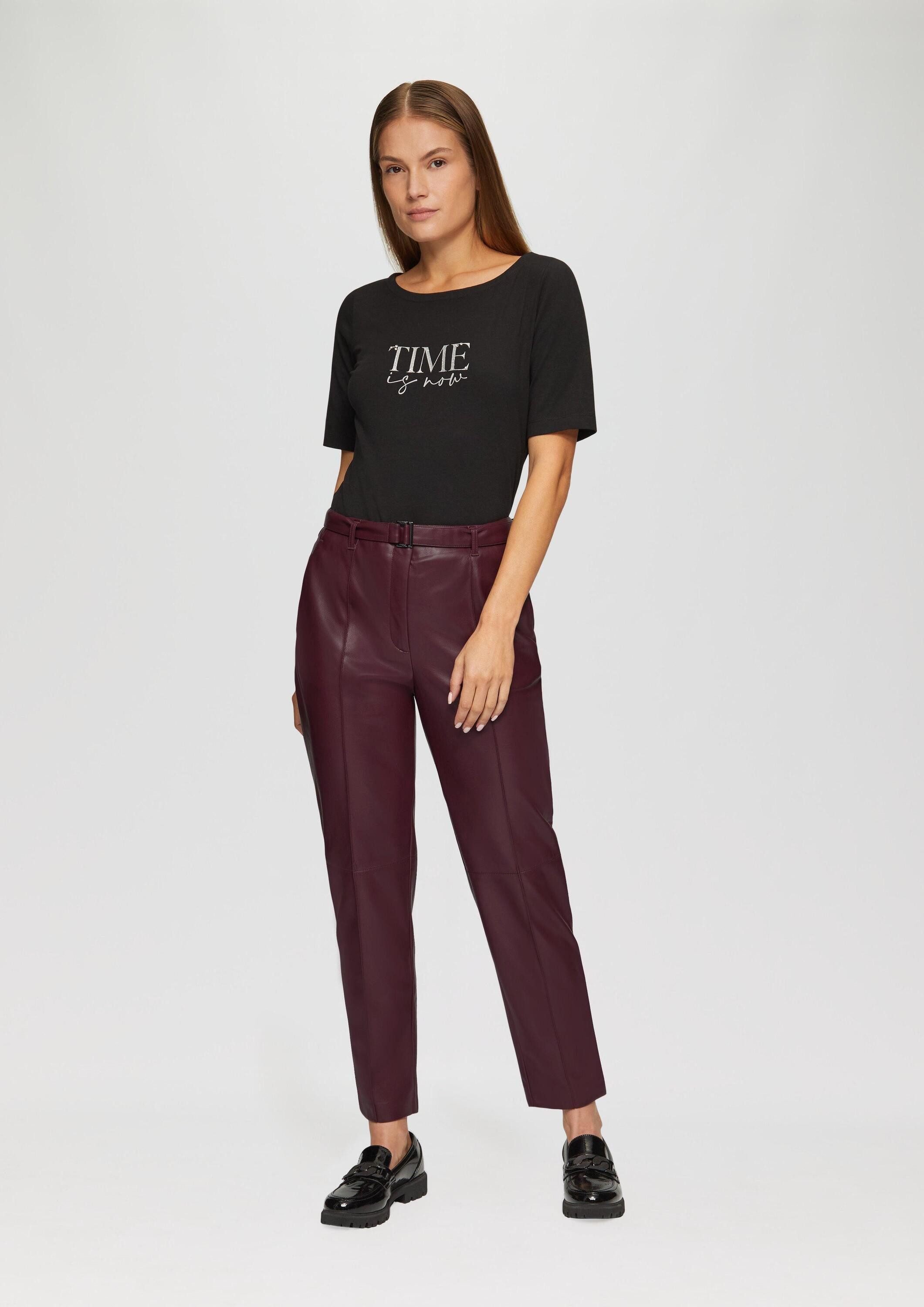 s.Oliver Chinos Hose Regular: Cigarette Pants aus Lederimitat