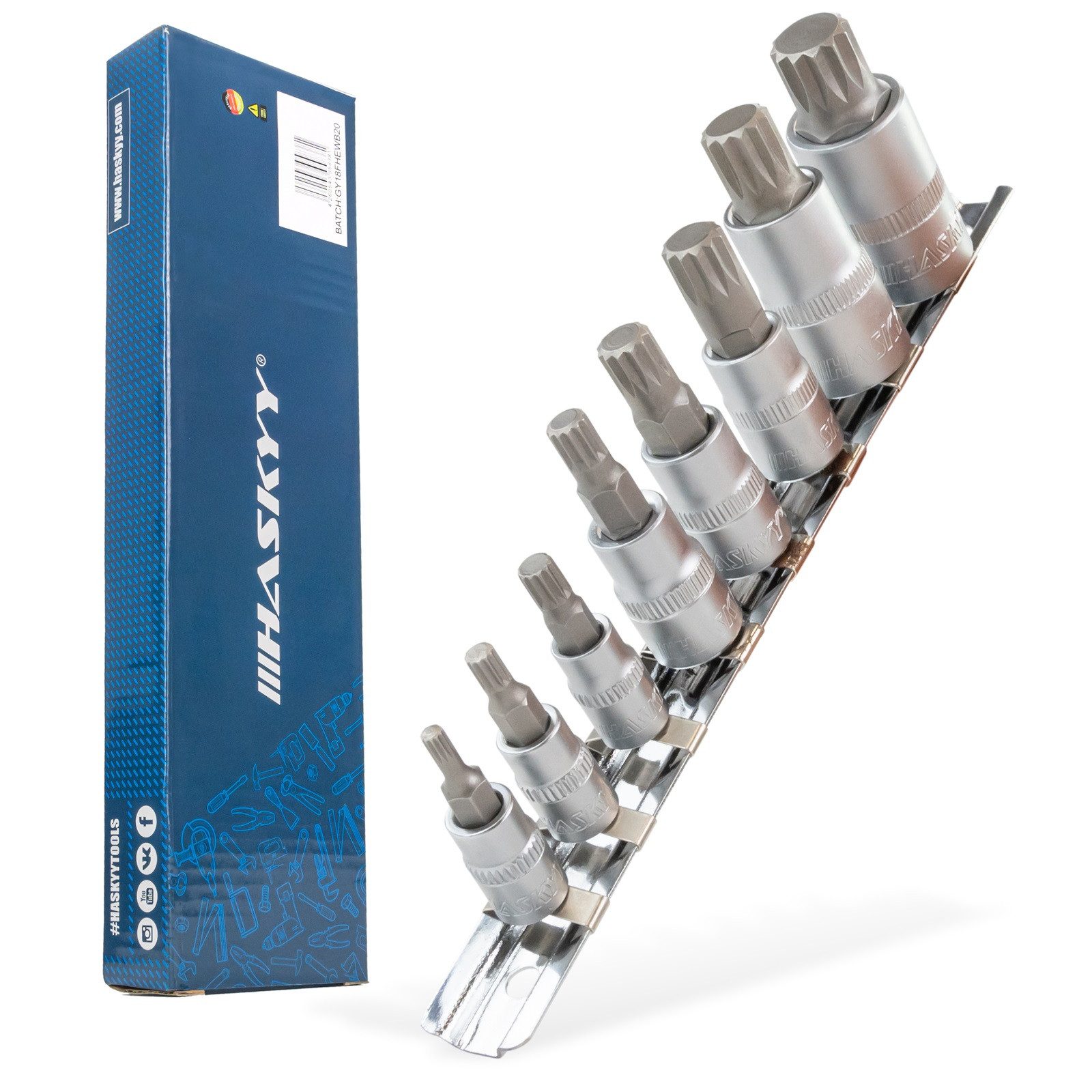 HASKYY Bit- und Steckschlüsselset Steckschlüsselsatz Innenvielzahn Stecknus günstig online kaufen