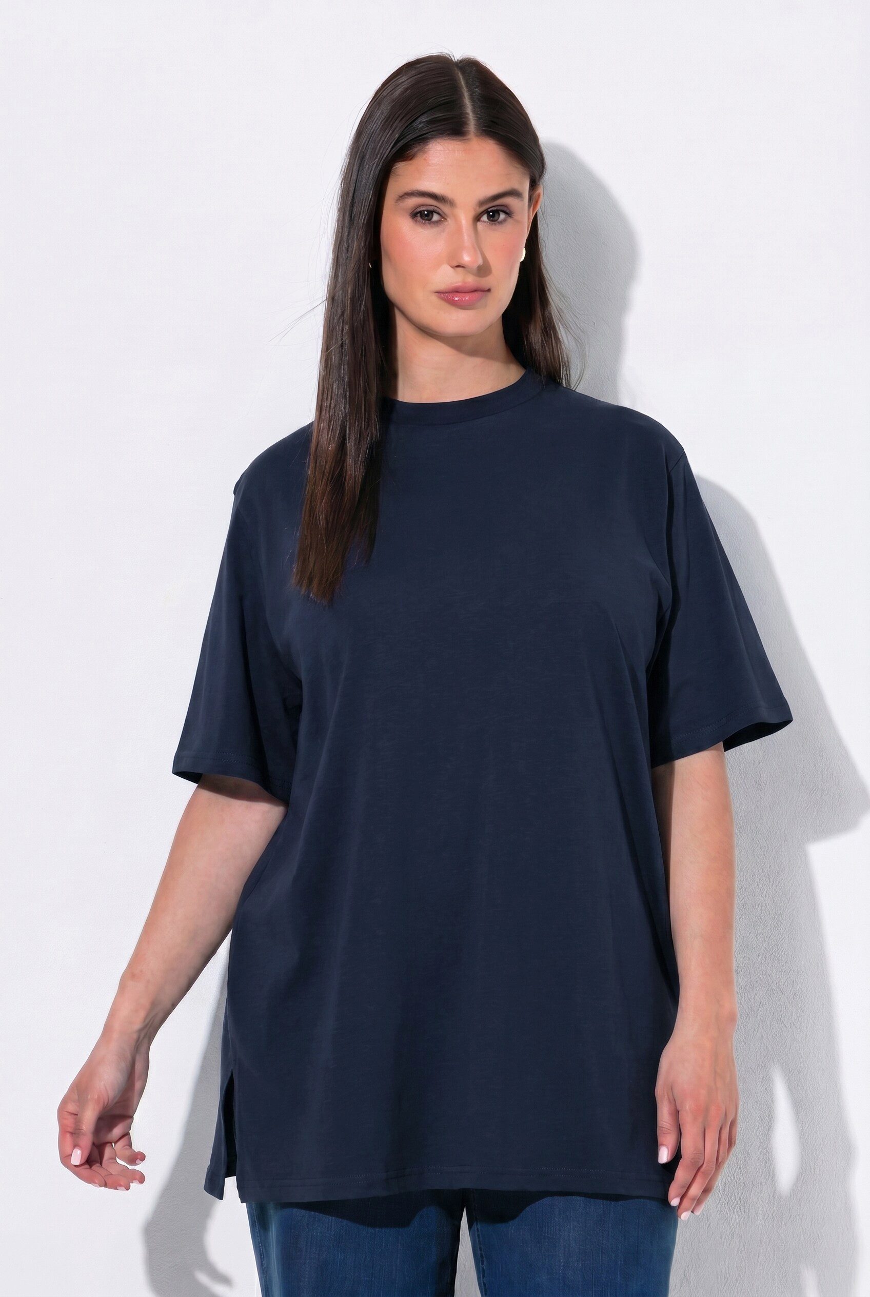 Ulla Popken T-Shirt T-Shirt Stehkragen Halbarm