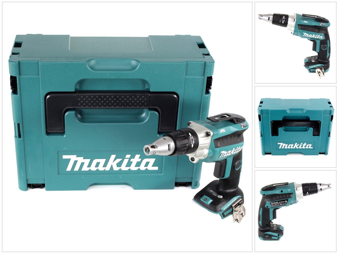 Makita Akku-Magazinschrauber DFS 250 ZJ Akku Trockenbauschrauber 18 V Brushless + Makpac - ohne Ak
