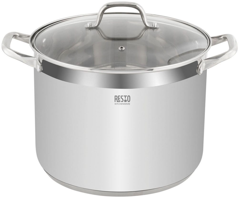 RESTO Kitchenware Kochtopf Libra, Universaltopf energiesparend und spülmaschinenfest, Edelstahl 18/10 (2-tlg), Induktion, für alle Herdarten geeignet mit hitzebeständigem Glasdeckel