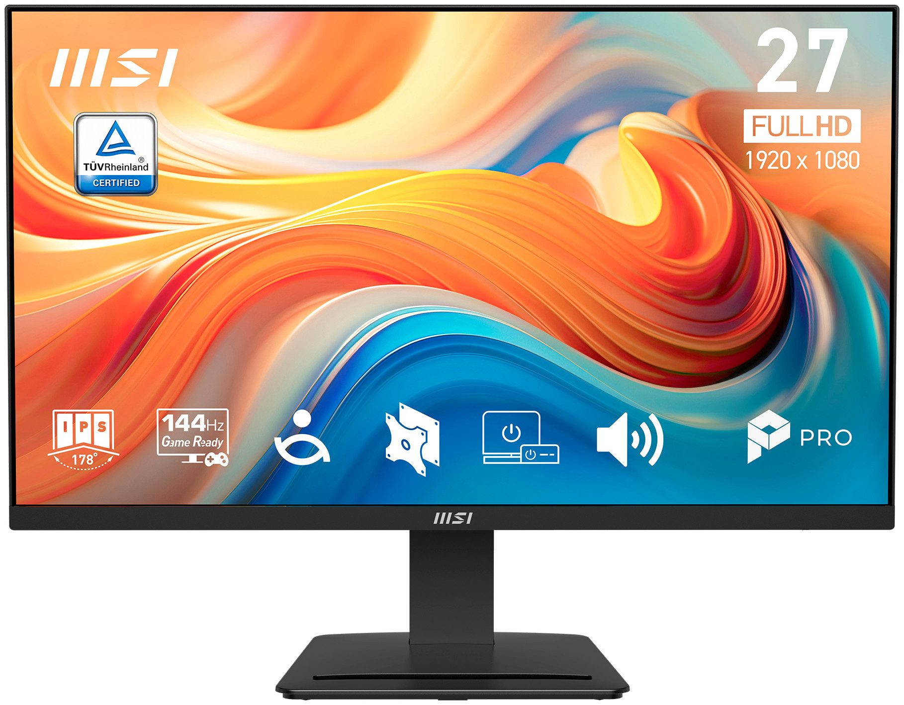 MSI PRO MP273 E14A LED-Monitor (68,6 cm/27 ", 1920 x 1080 px, FHD, 1 ms Reaktionszeit, 144 Hz, IPS, neigbar, Lautsprecher, Zubehörsteckplatz)
