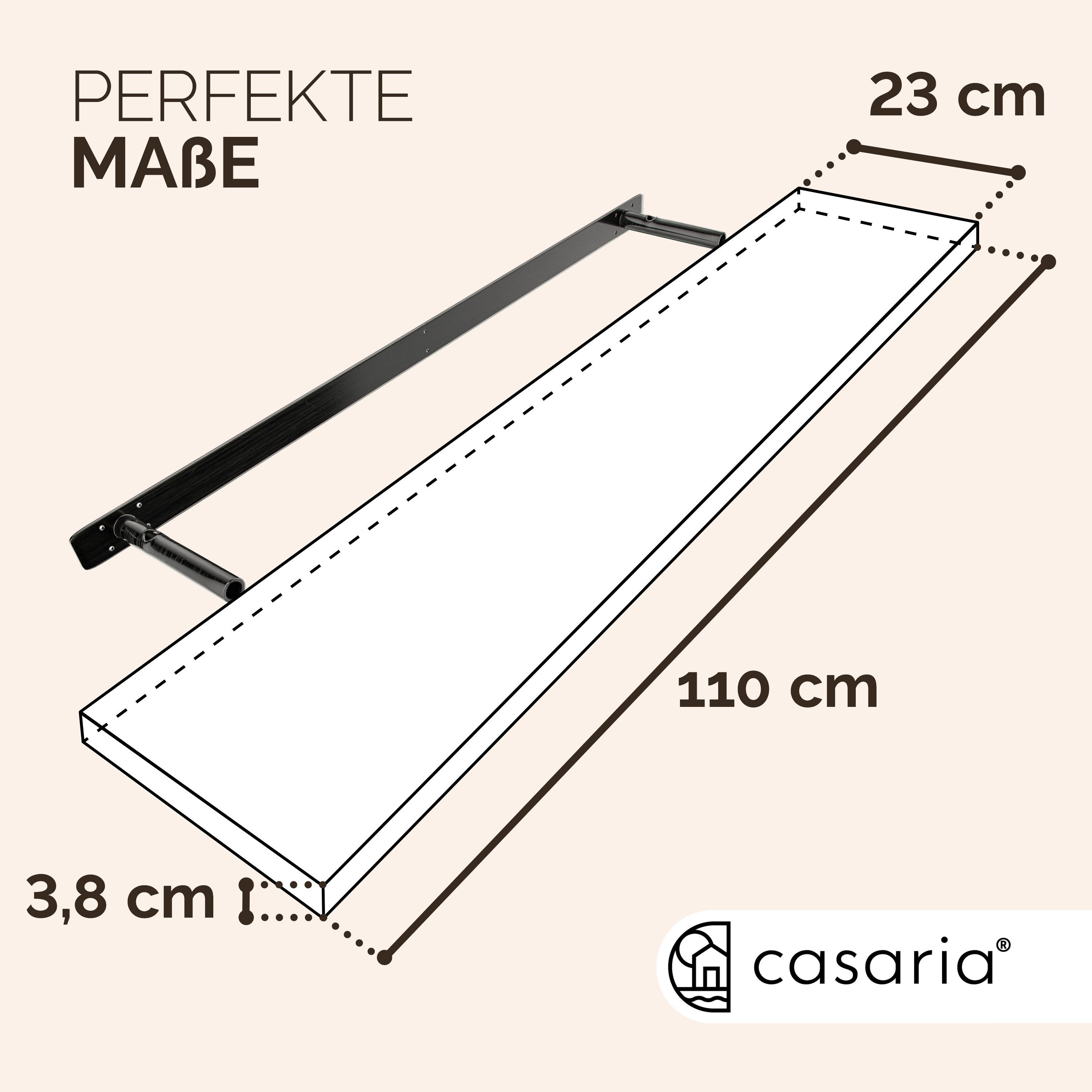 Casaria Wandboard, Grau Hängeregal mit Halterung 15kg Tragkraft Küche Hochglanz 110cm
