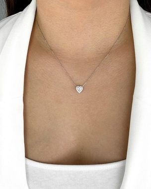 DANIEL CLIFFORD Herzkette 'Linda' Damen Halskette Silber 925 mit Anhänger Herz (inkl. Verpackung), 42cm + 5 cm Silberkette mit Herz Anhänger und Zirkonia Kristallen