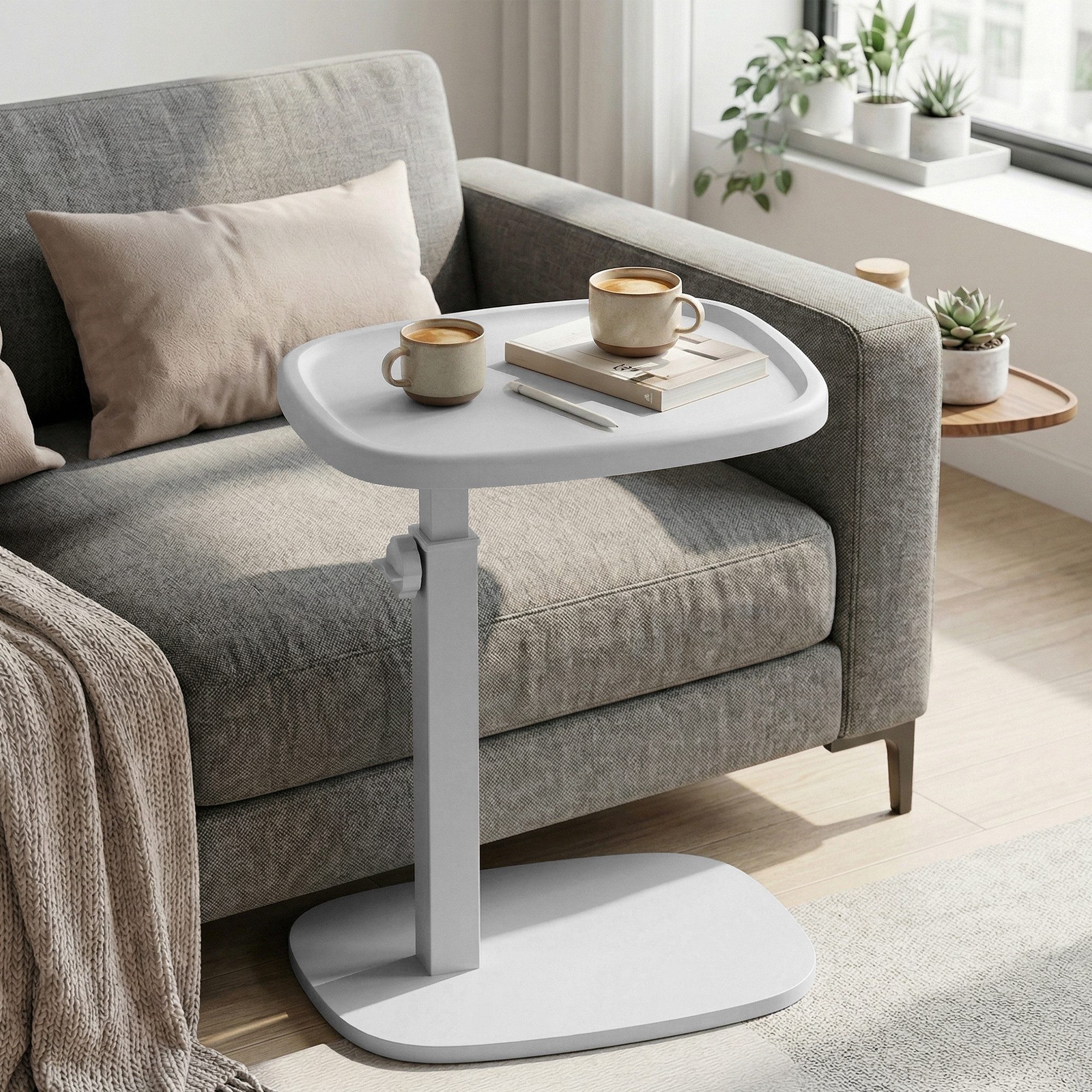 VASAGLE Beistelltisch C-Form, Couchtisch für kleine Räume, Wohnzimmertisch höhenverstellbar, Sofatisch, Wohnzimmer Schlafzimmer, 30 x 40 x 69 cm