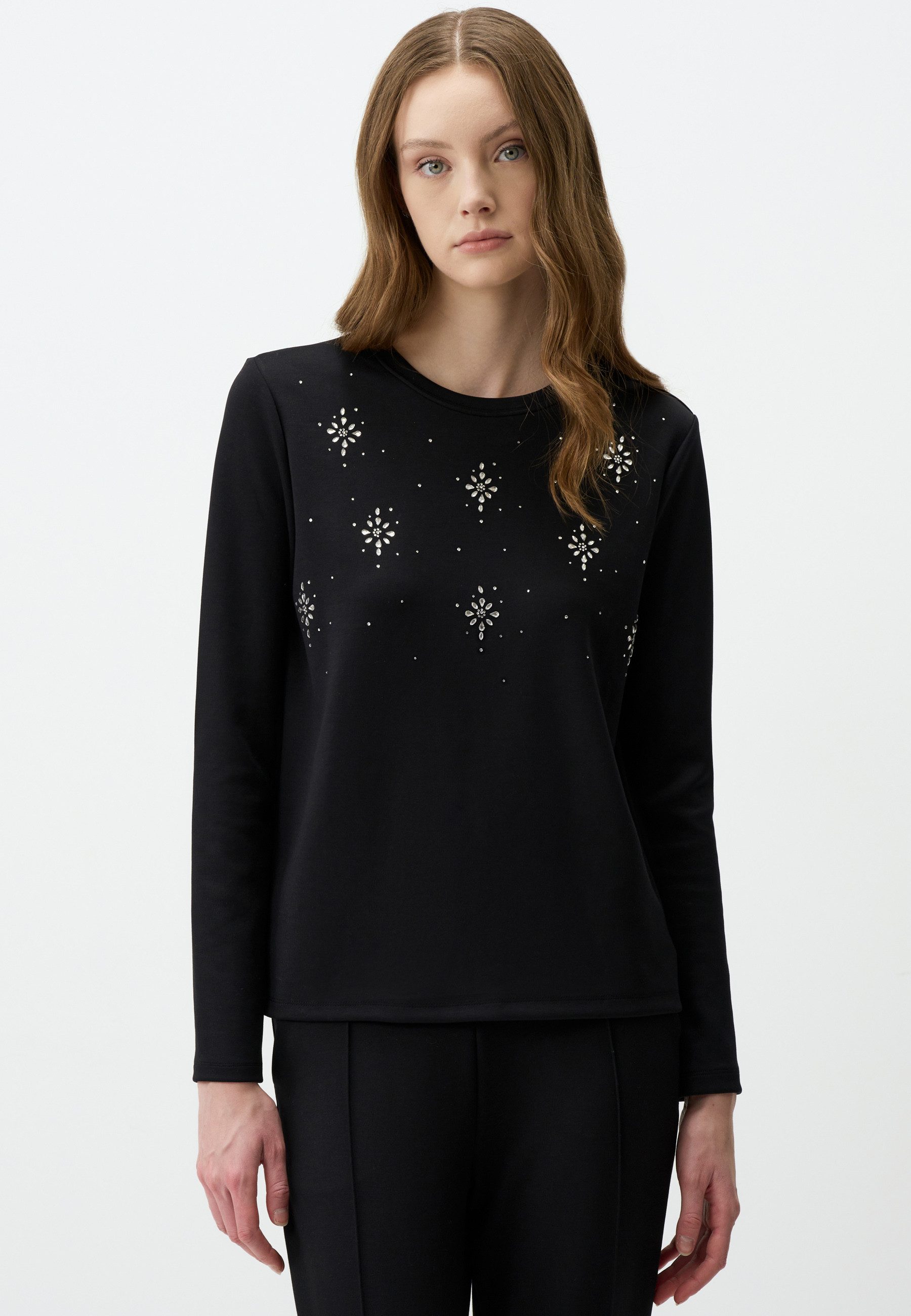 Jimmy Key Sweatshirt Rundhalsausschnitt Stone Bestickt günstig online kaufen