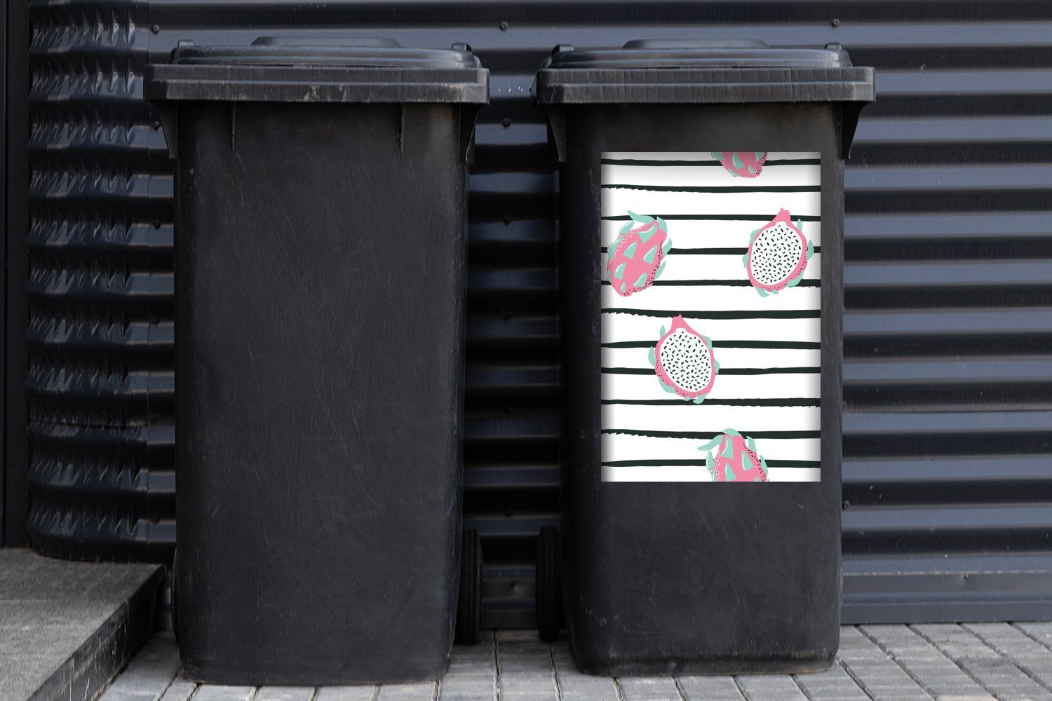 Container, Mülleimer-aufkleber, St), MuchoWow Obst (1 - Rosa Sticker, Mülltonne, Abfalbehälter Sommer Wandsticker -