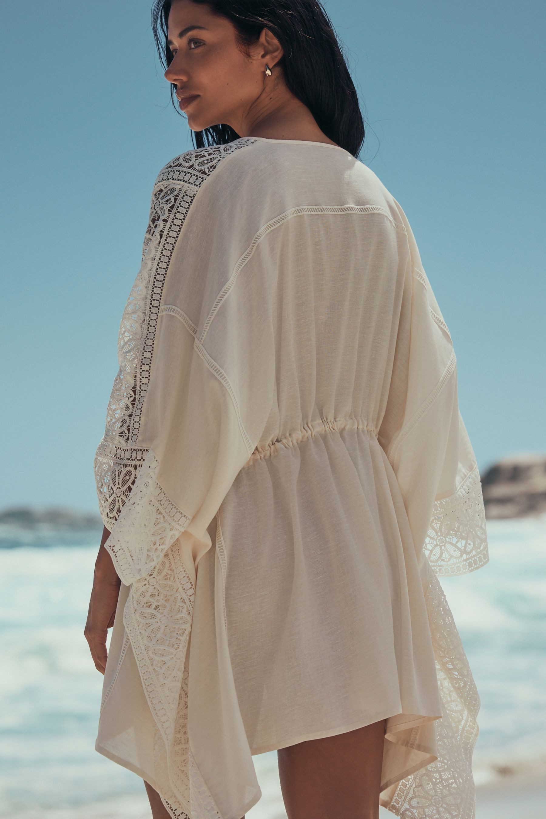 Next Kaftan Kaftan-Cover-up mit Häkeldetail und Bindedetail (1-tlg) günstig online kaufen