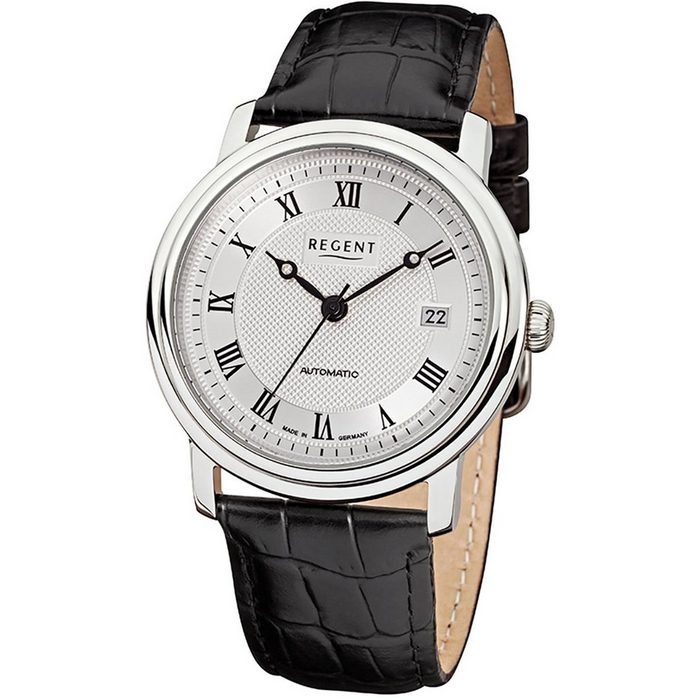 Regent Quarzuhr Regent Herren Uhr GM-1431 Leder (Armbanduhr) Herren Armbanduhr rund groß (ca. 40mm) Edelstahl Elegant