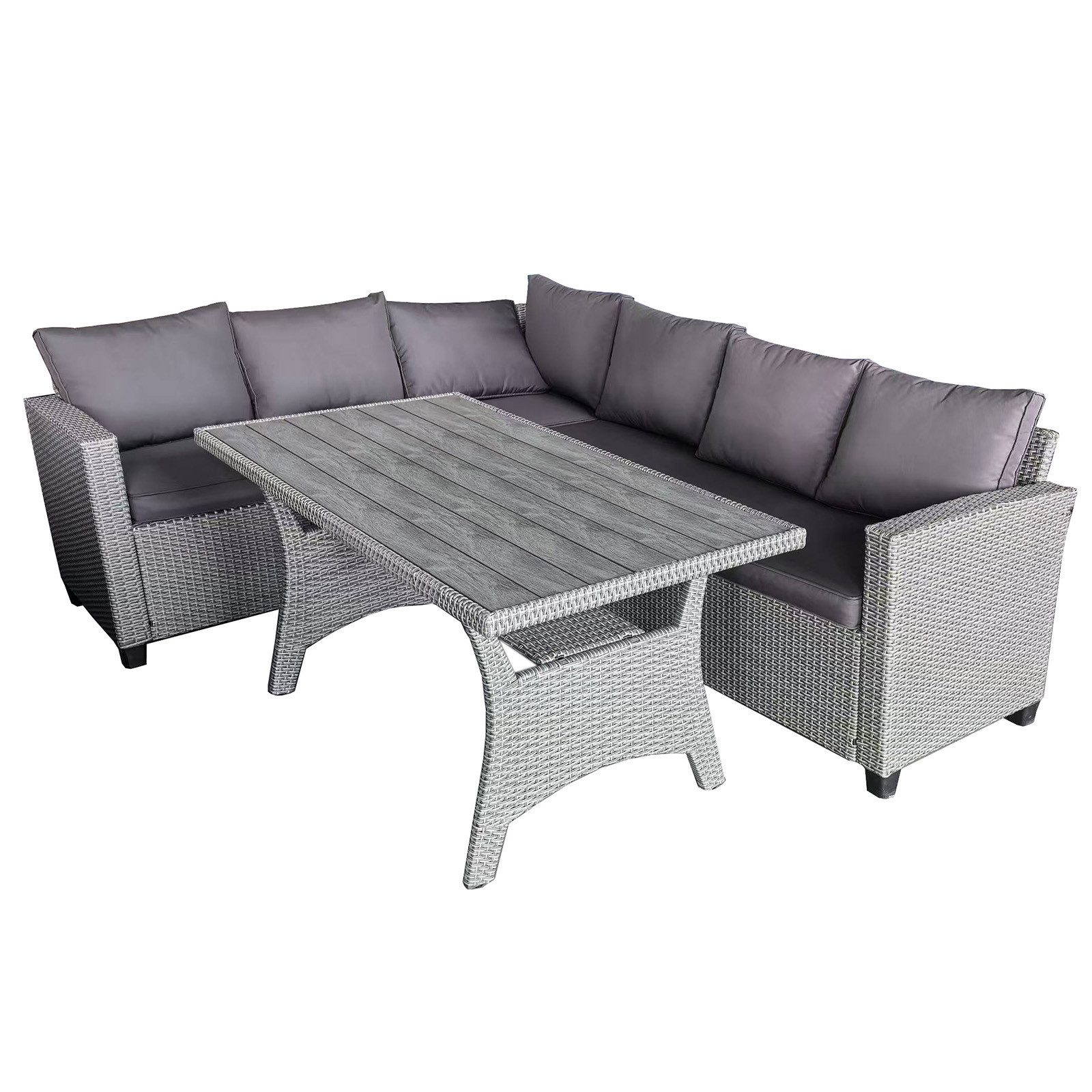 HTI-Living Garten-Essgruppe Outdoor Möbel Ecksofa mit Tisch, (Set, 2-tlg., 1 Ecksofa 1 Gartentisch), Outdoor Möbel Gartenmöbel Set