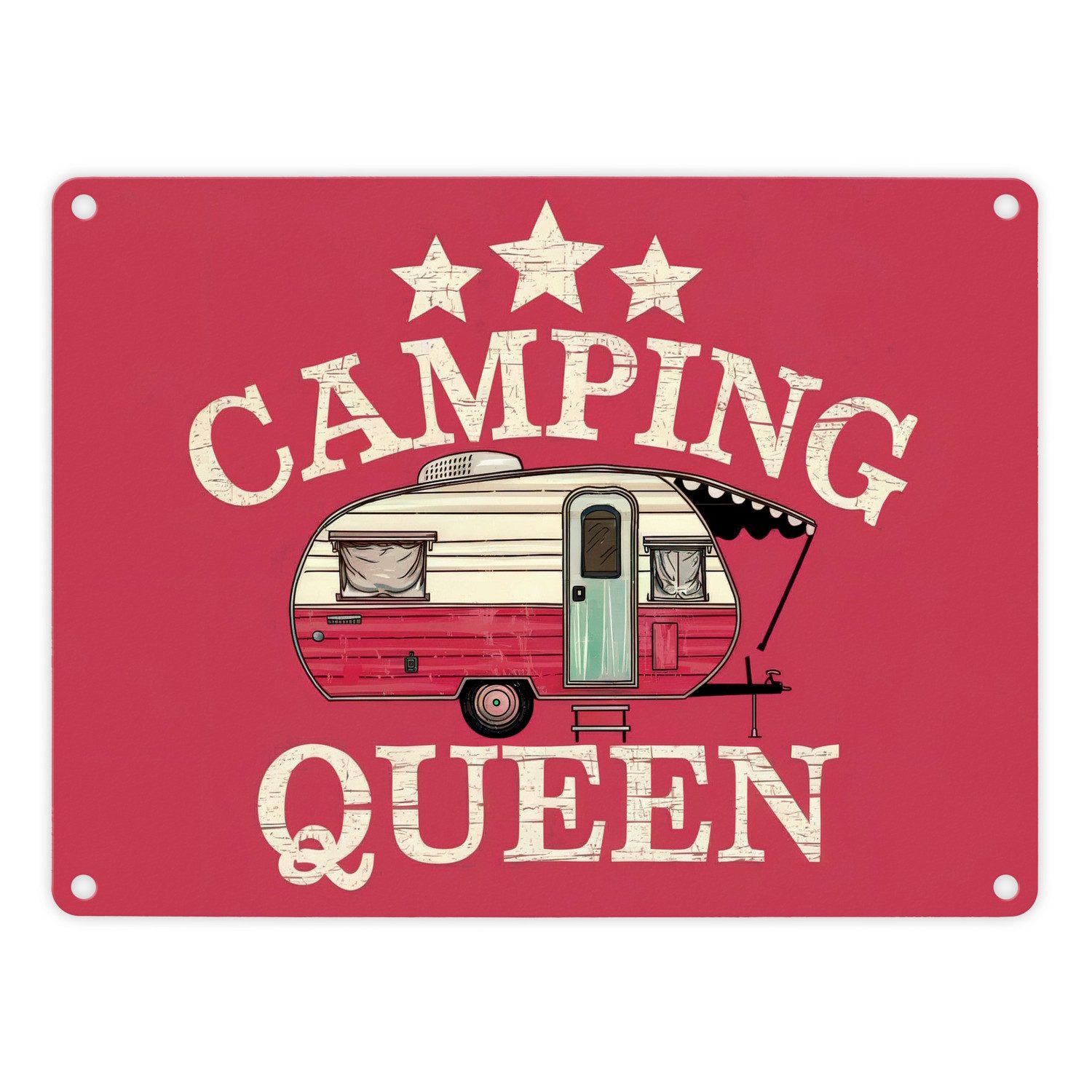 Metallschild Campinganhänger - CAMPING QUEEN Metallschild in 15x20 cm