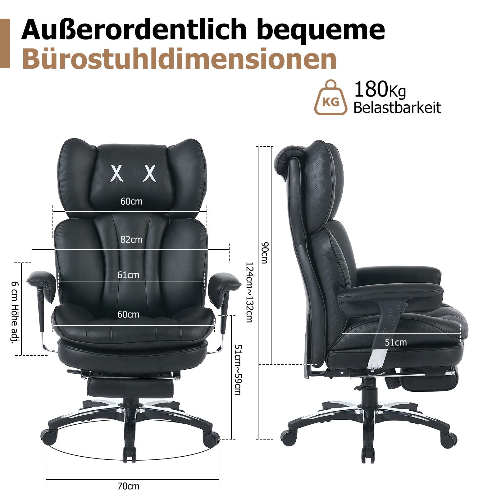 EFOMAO Bürostuhl mit hoher Rückenlehne, Breiter günstig online kaufen