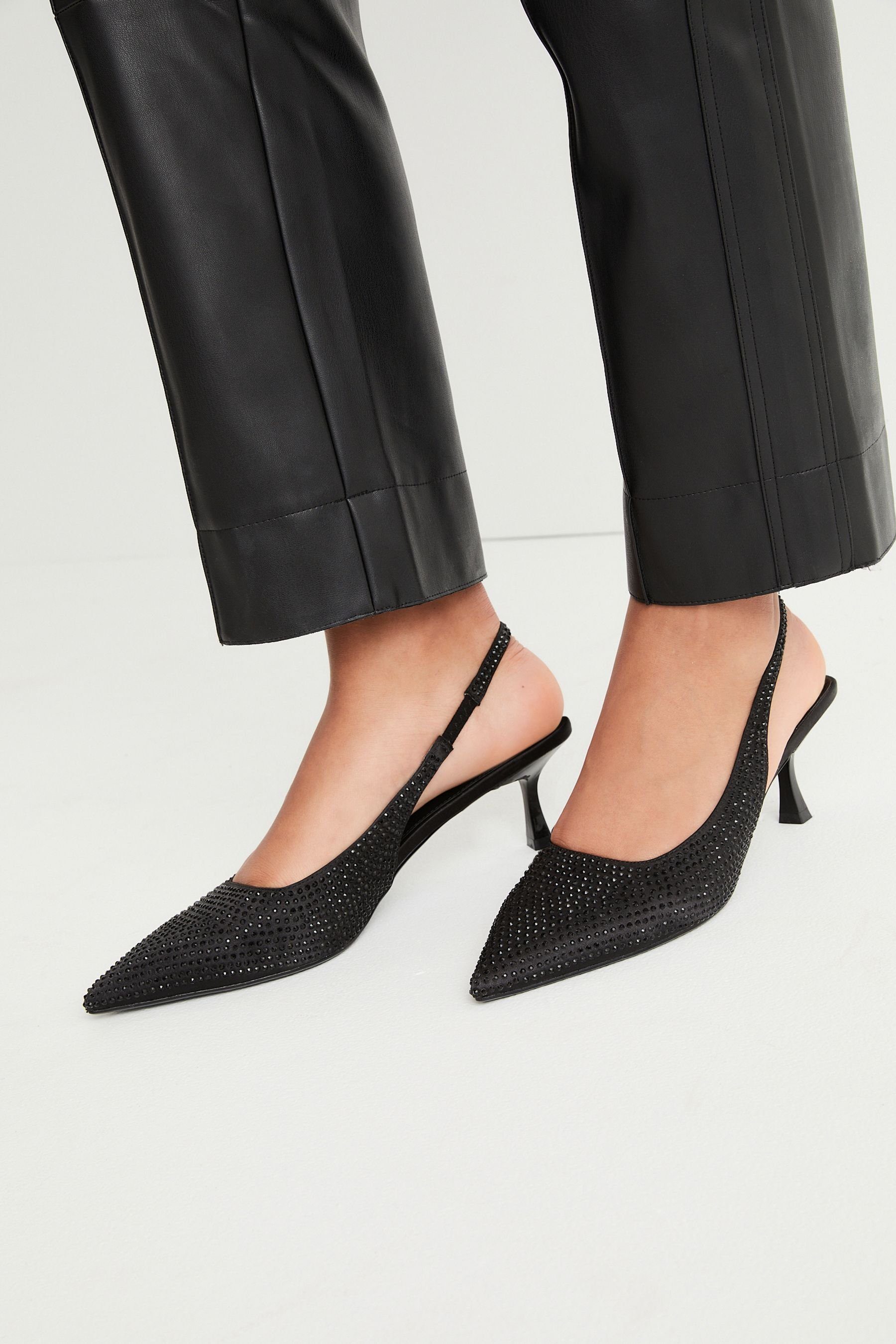 Comfort (1-tlg) Next Black mit Slingbacks Forever Pfennigabsatz Slingpumps