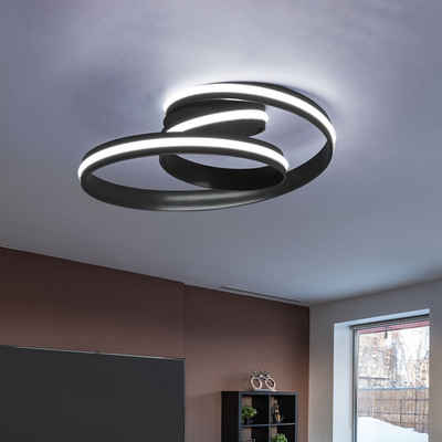 etc-shop LED Deckenleuchte, LED-Leuchtmittel fest verbaut, Warmweiß, LED Deckenleuchte dimmbar Modern Wohnzimmerleuchte Decke Ringe
