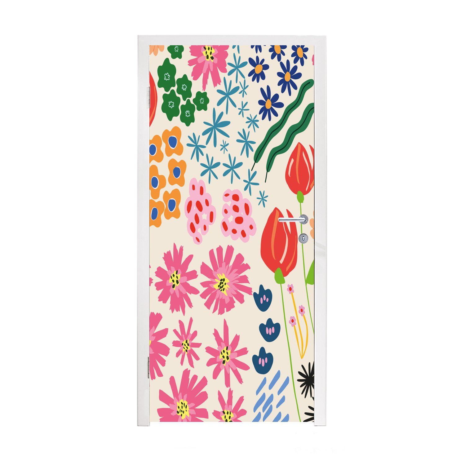 MuchoWow Türtapete Blumen - Gestaltung - Tulpe, Matt, bedruckt, (1 St), Fototapete für Tür, Türaufkleber, 75x205 cm