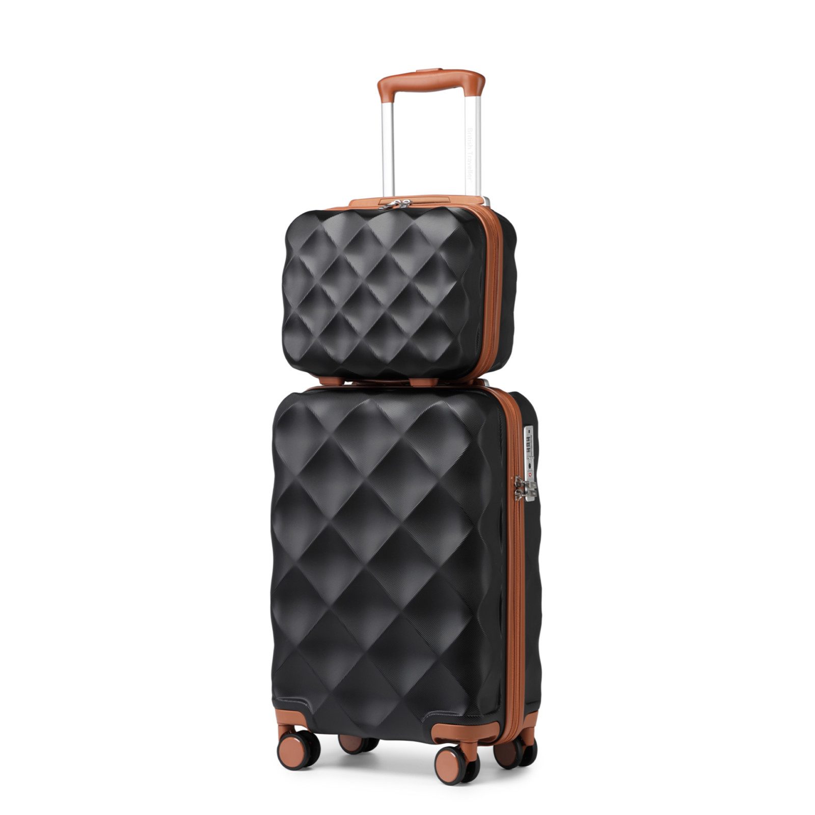 British Traveller Koffer ABS+PC Trolley mit TSA-Schloss, Ideal als Reisekoffer, Rollkoffer