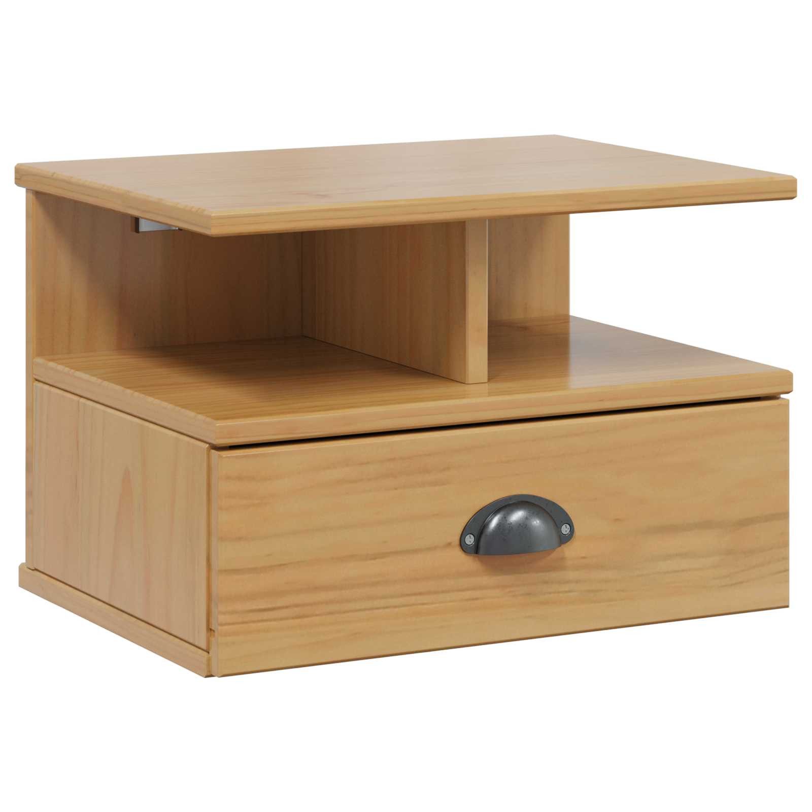 furnicato Kleiderschrank Nachttisch Massivholz 40 x 31 x 27 cm Honigbraun Wandschrank mit Drahtregal und Schublade für dein Schlafzimmer