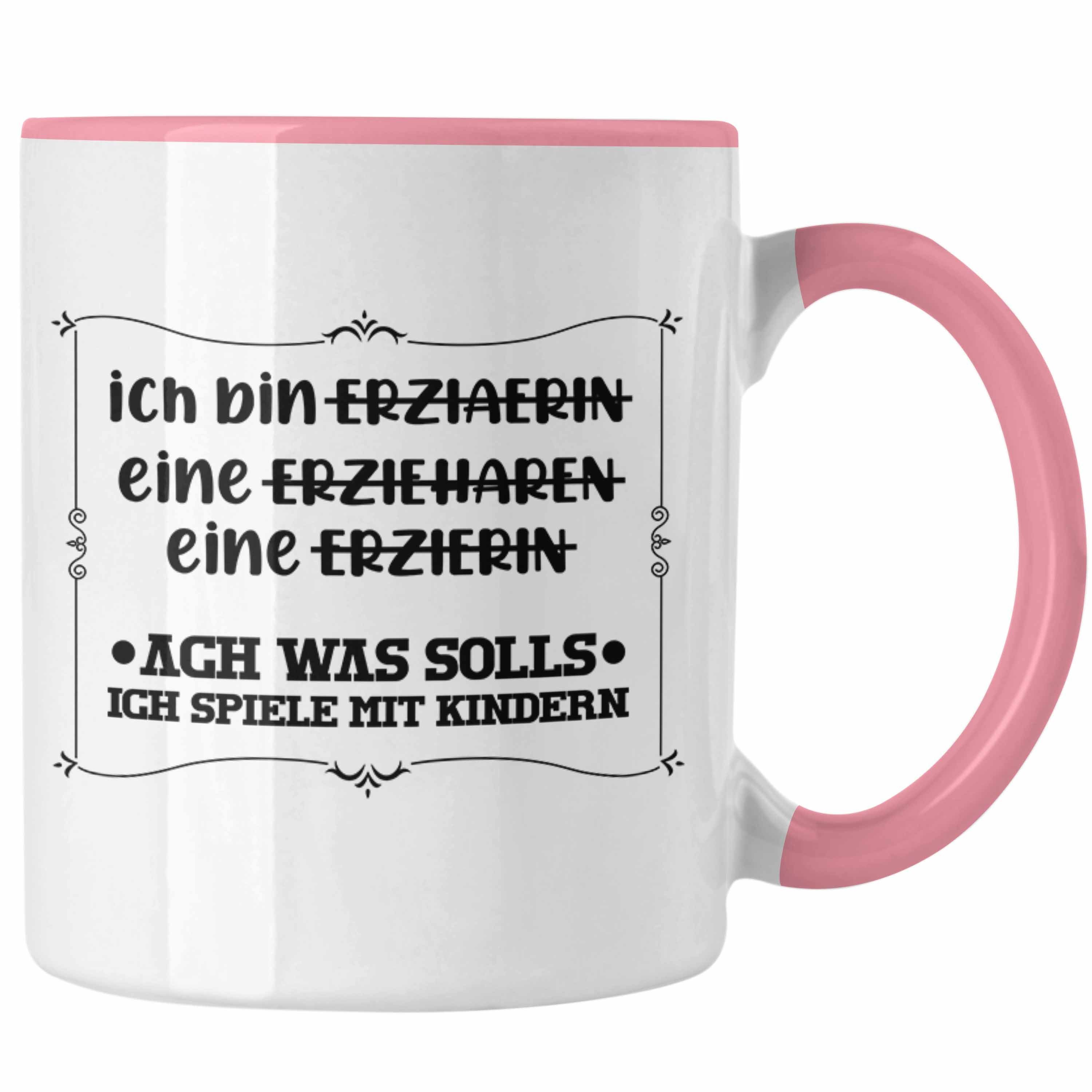 Trendation Tasse Trendation - Ich Spruch Geschenk Tasse Kindergärtnerin Erzieherin Rosa Geschenkidee Lustiger Erzieherin Bin