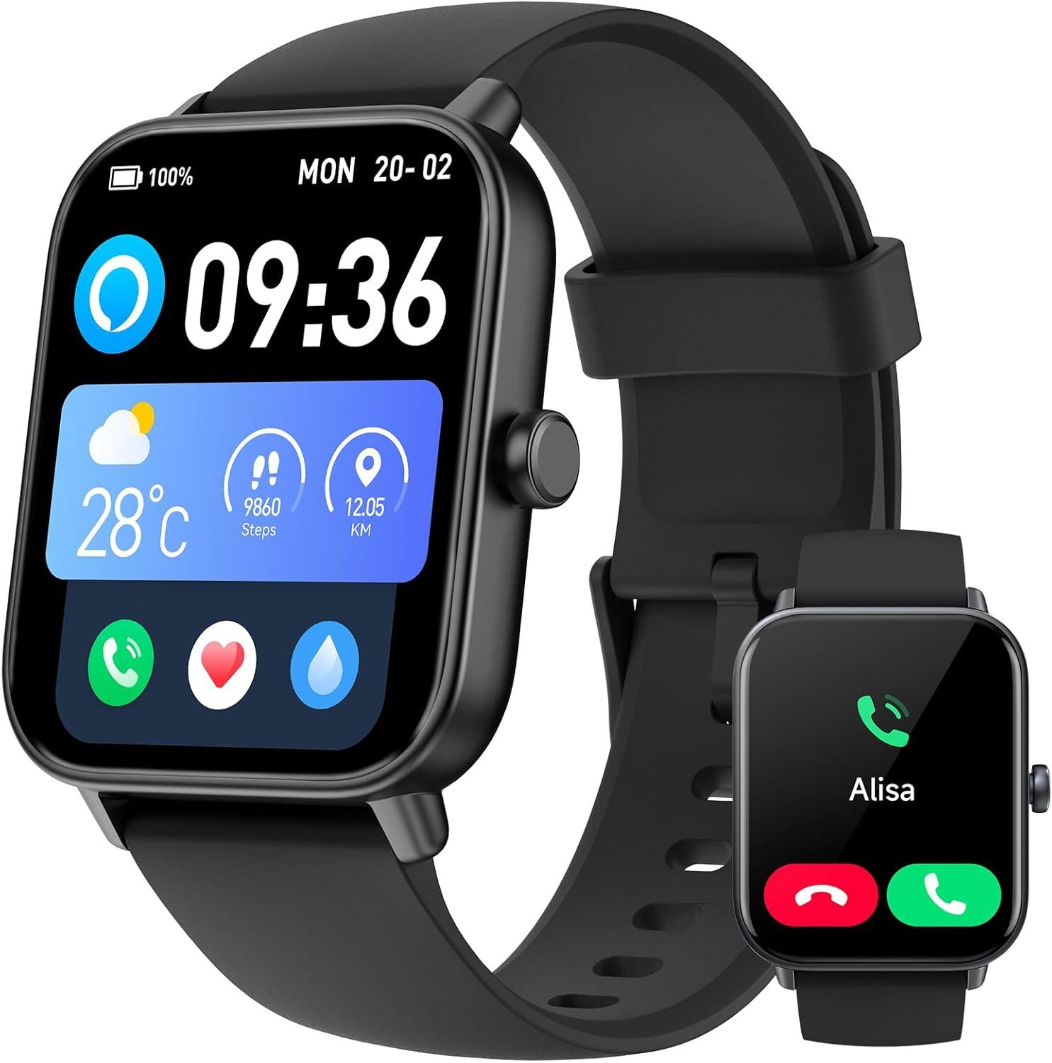Herren's und Damen's Telefonfunktion IP68 Wasserdicht Fitness-Tracker Smartwatch