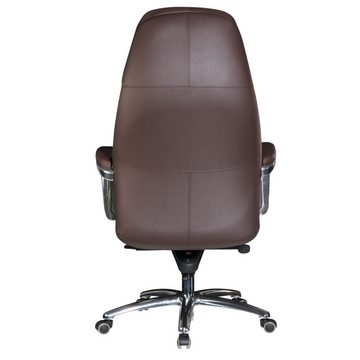 Amstyle Chefsessel SPM1.437 (Echtleder Braun, Schreibtischstuhl bis 120 kg), Bürostuhl höhenverstellbar, Drehstuhl Wippfunktion