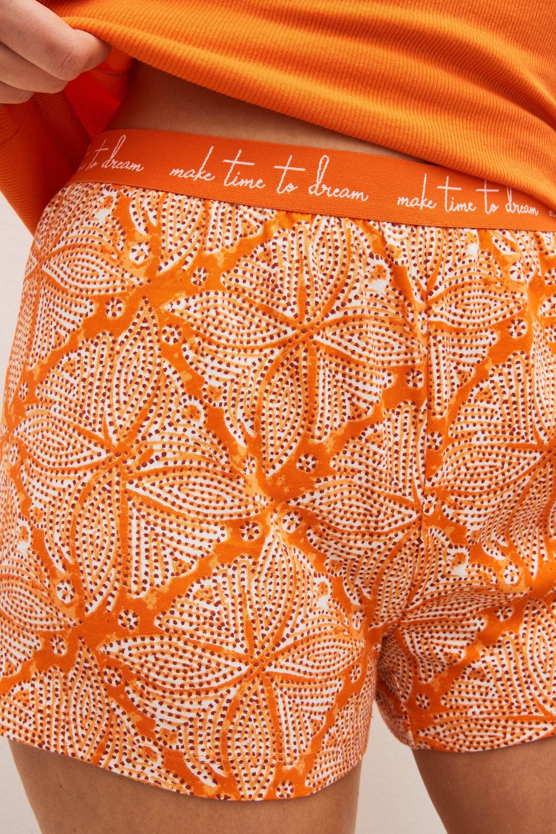 Next Pyjama Schlafanzug (2 Baumwolle Abstract mit Trägertop Shorts und Orange mit tlg)