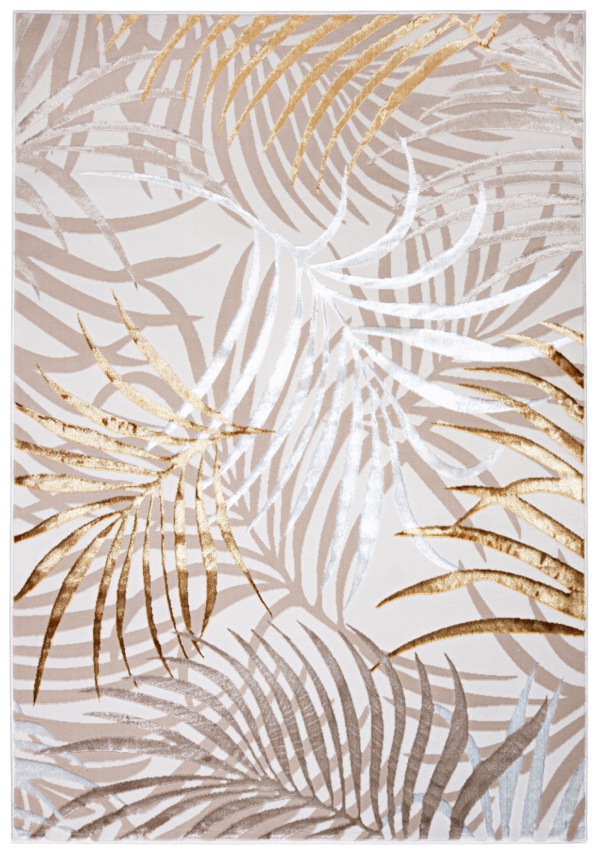 Mazovia Designteppich Modern Teppich für Wohnzimmer- Beige Creme mit Gold, günstig online kaufen