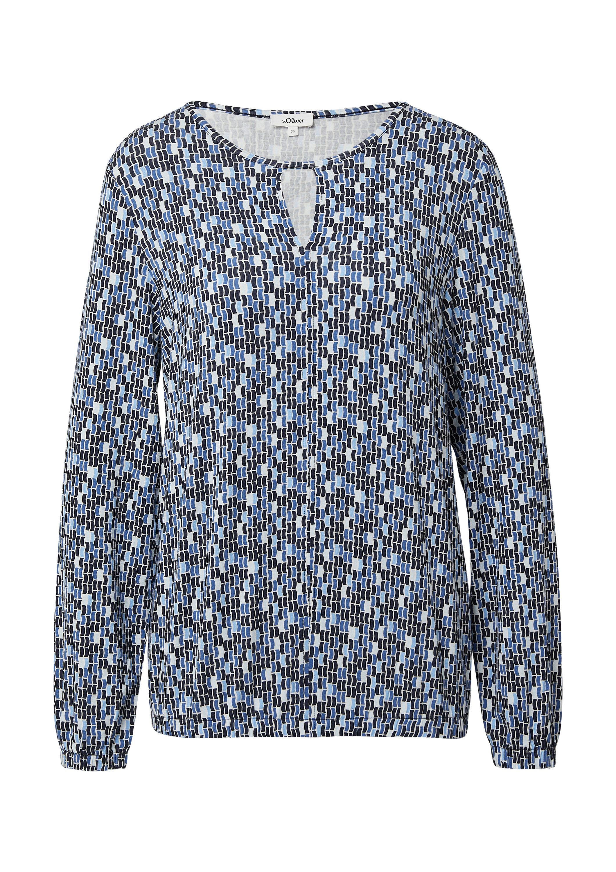 s.Oliver Langarmshirt T-Shirt T-Shirt mit All-over-Print und Elastikbündchen